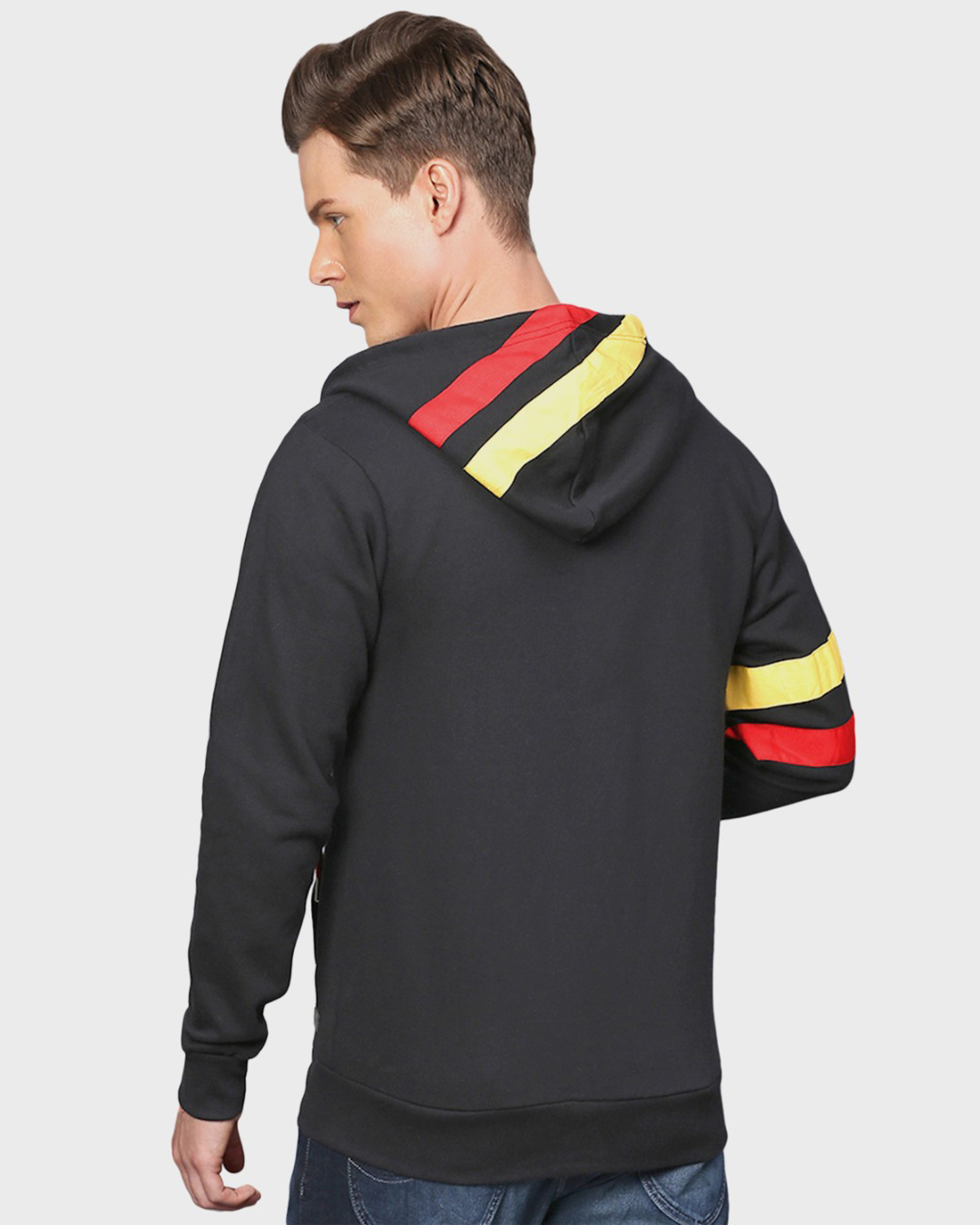 Shop Men's Black Solid Full Sleeve Stylish Casual Sweatshirt-Back