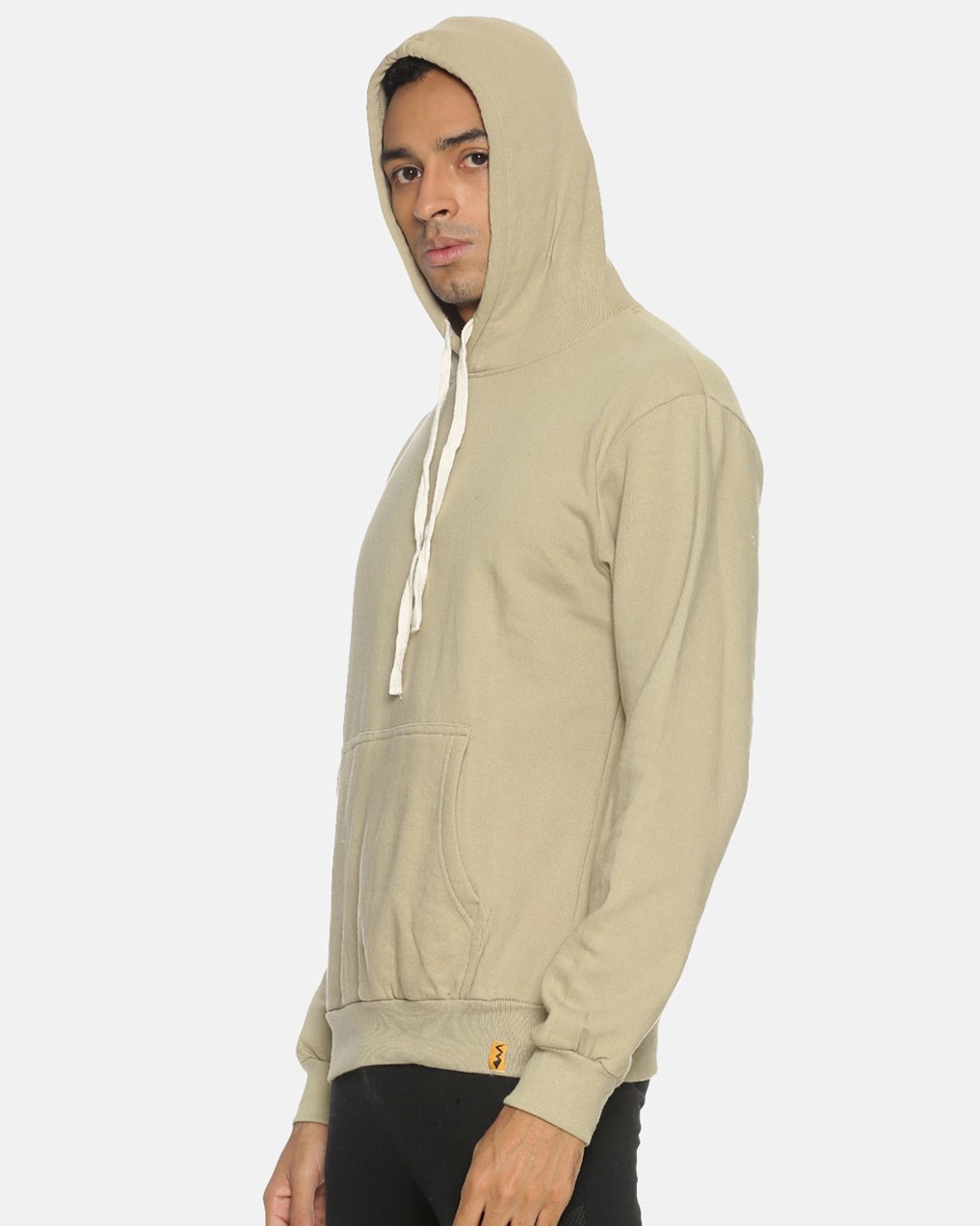 Shop Men's Beige Stylish Full Sleeve Hooded Sweatshirt-Back