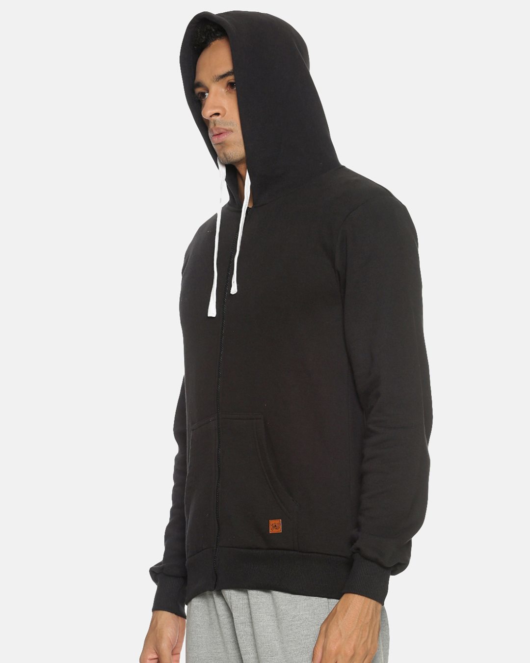 Shop Men's Black Stylish Full Sleeve Hooded Sweatshirt-Back