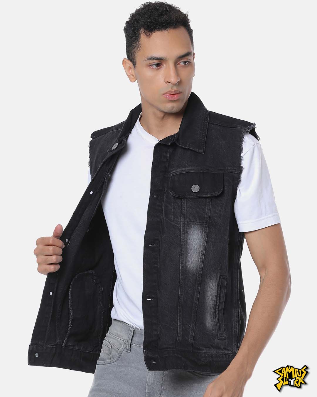 Buy Campus Sutra Men Stylish Casual Denim Jacket for Men black Online ...