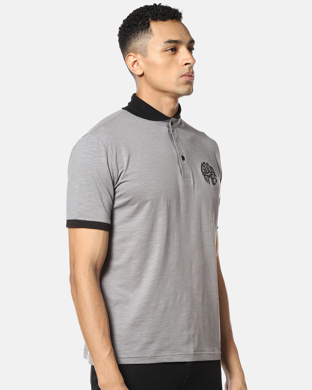 Shop Men's Stylish Print Polo Neck Casual T-Shirt-Back