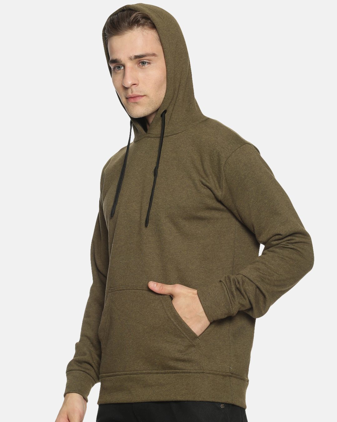 Shop Men's Brown Stylish Solid Casual Hooded Sweatshirt-Back