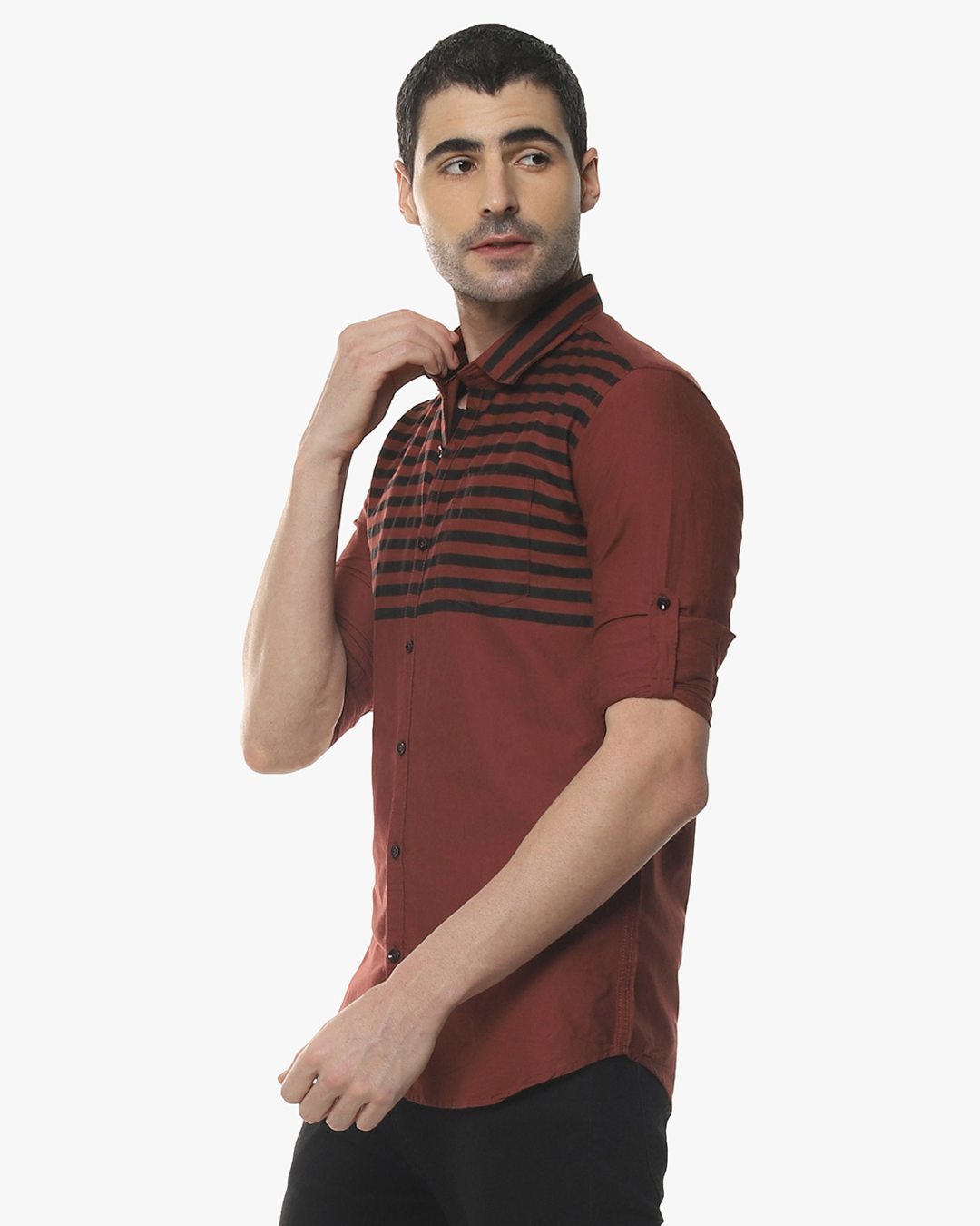 Shop Men Stylish Striped Full Sleeve Casual Shirts-Back