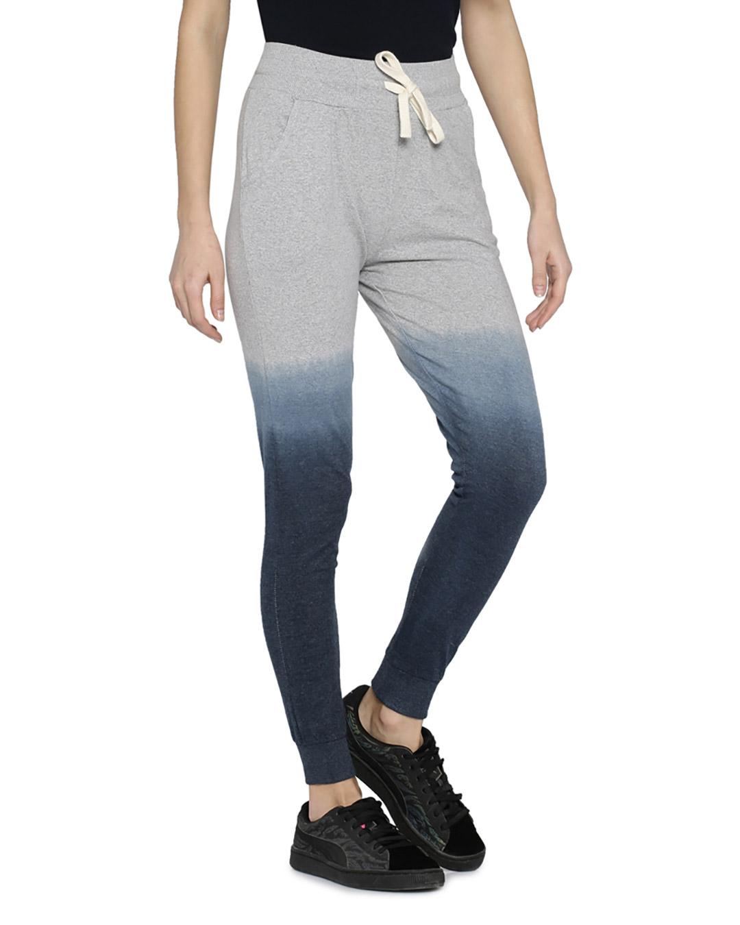 Shop Printed Grey Ombre Track Pants-Back
