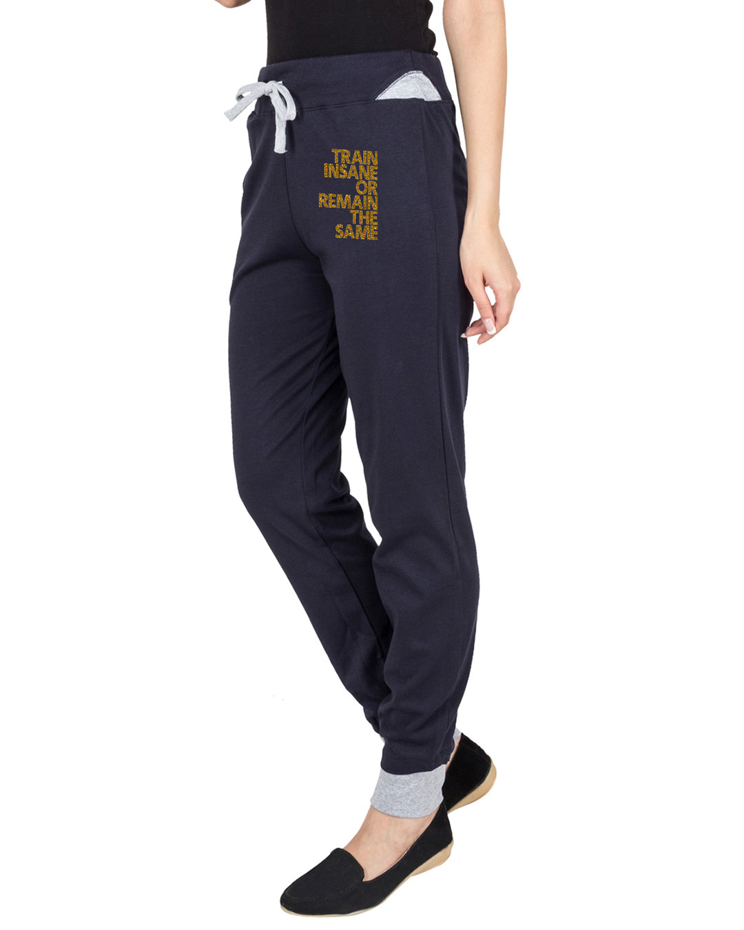 Shop Printed Navy Blue Track Pants-Back
