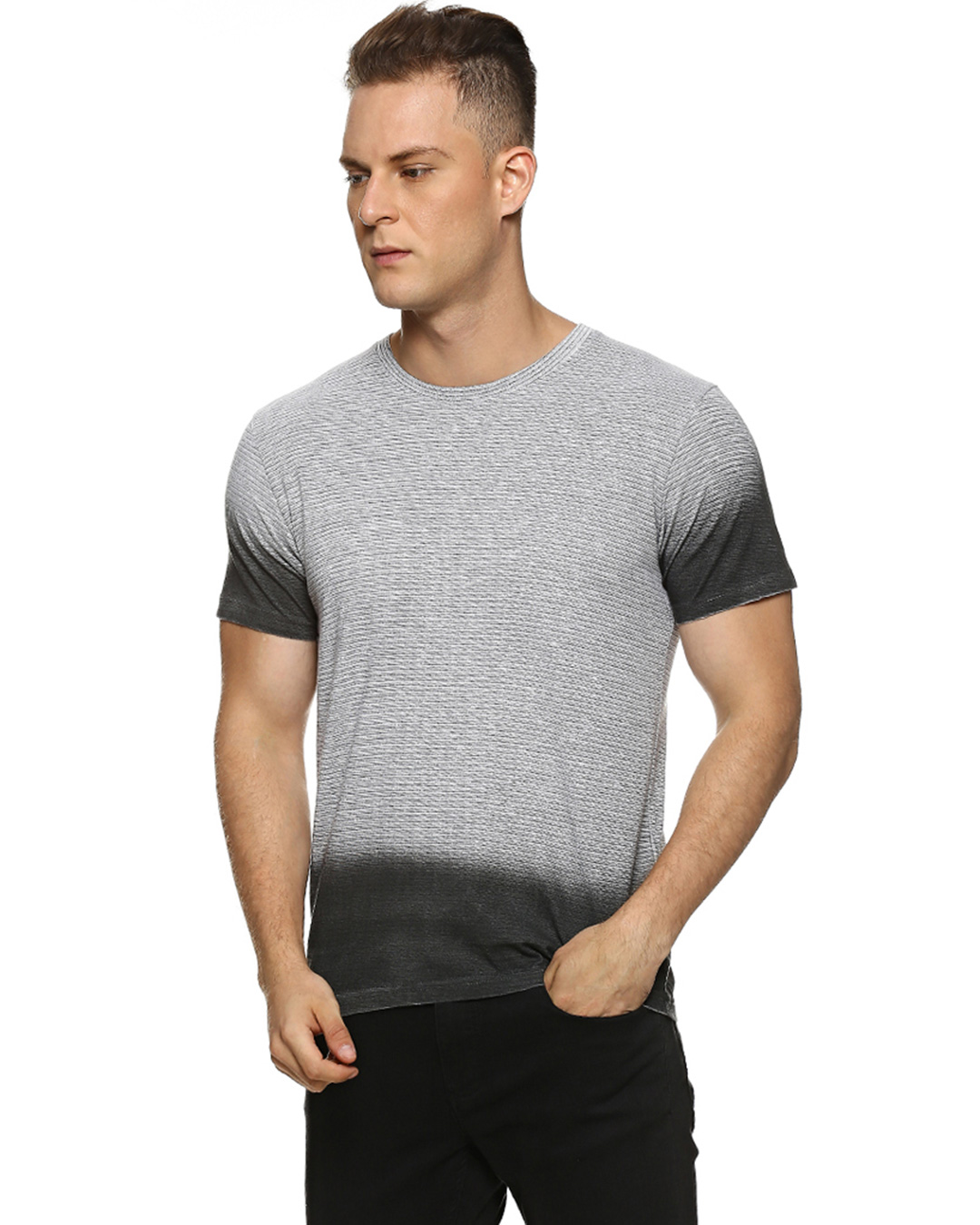 Shop Solid Men's Round Neck Cream T-Shirt-Back