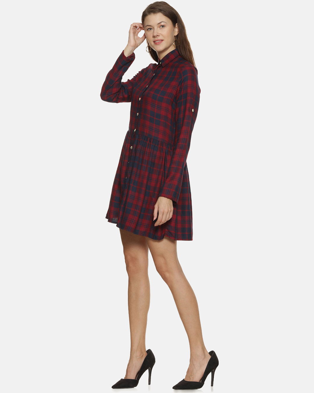 Shop Women's Checkered Casual Dress-Back