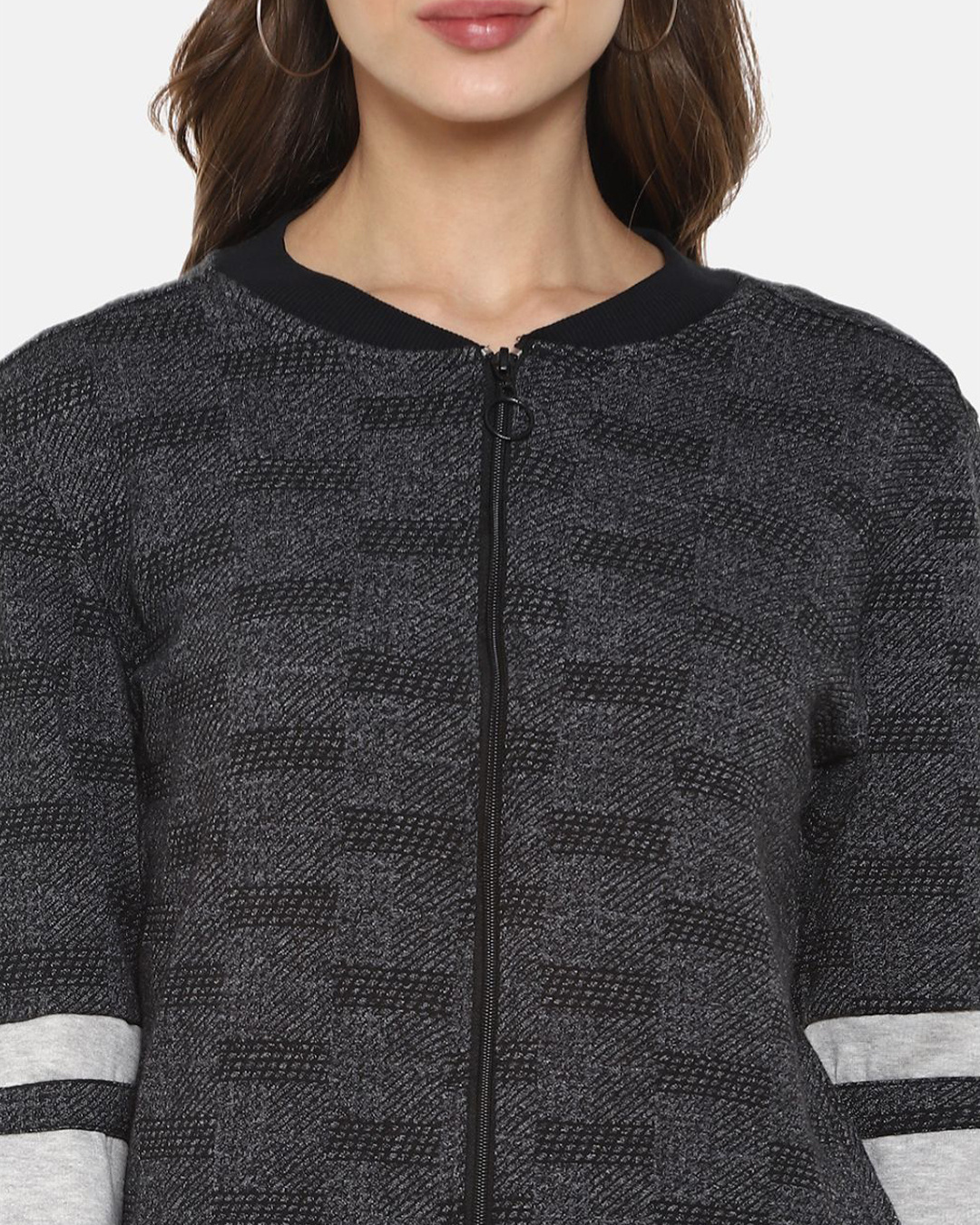 Shop Women's Grey Checks Stylish Casual Jacket-Back