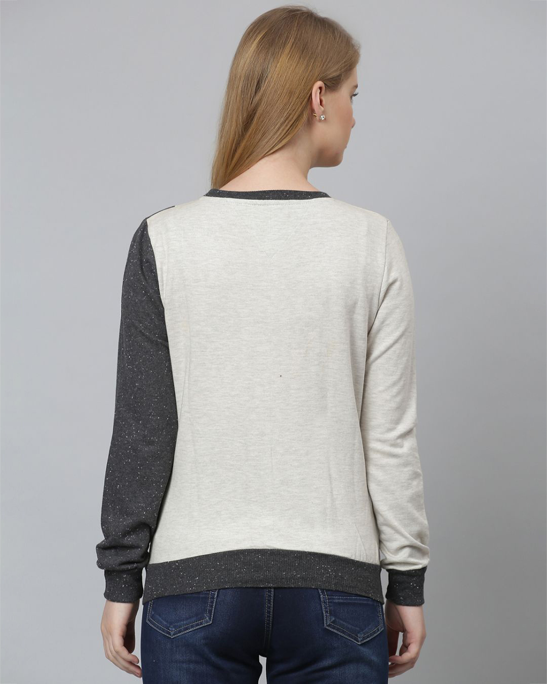 Shop Women's Multicolor Color Block Stylish Casual Sweatshirt-Back