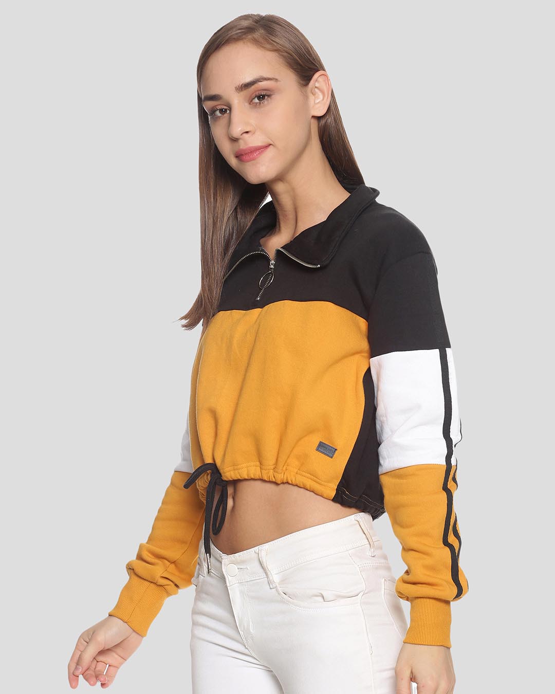 Shop Women Crop Stylish Casual Sweatshirt-Back