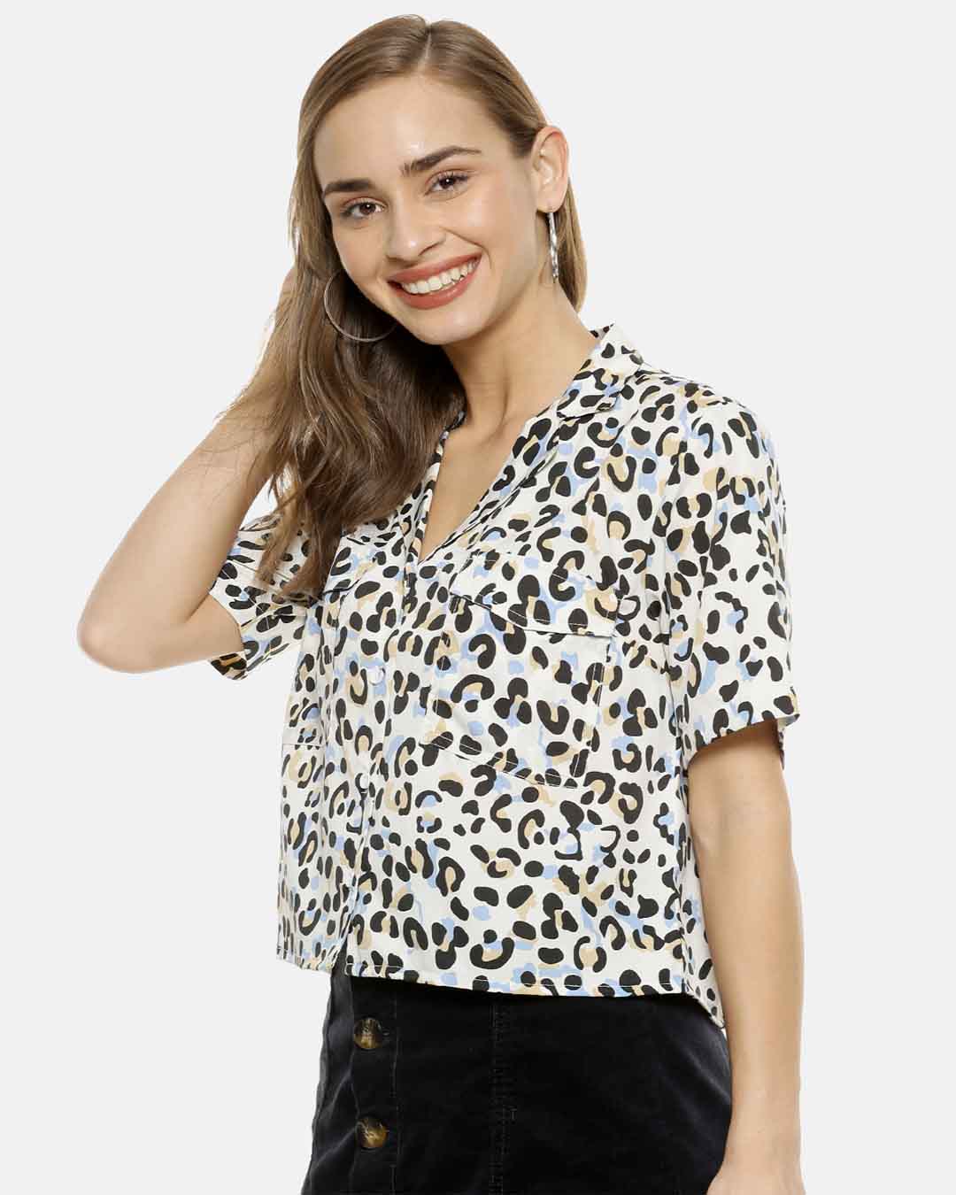 Shop Women's Multicoloured Regular Fit Printed Casual Shirt-Back