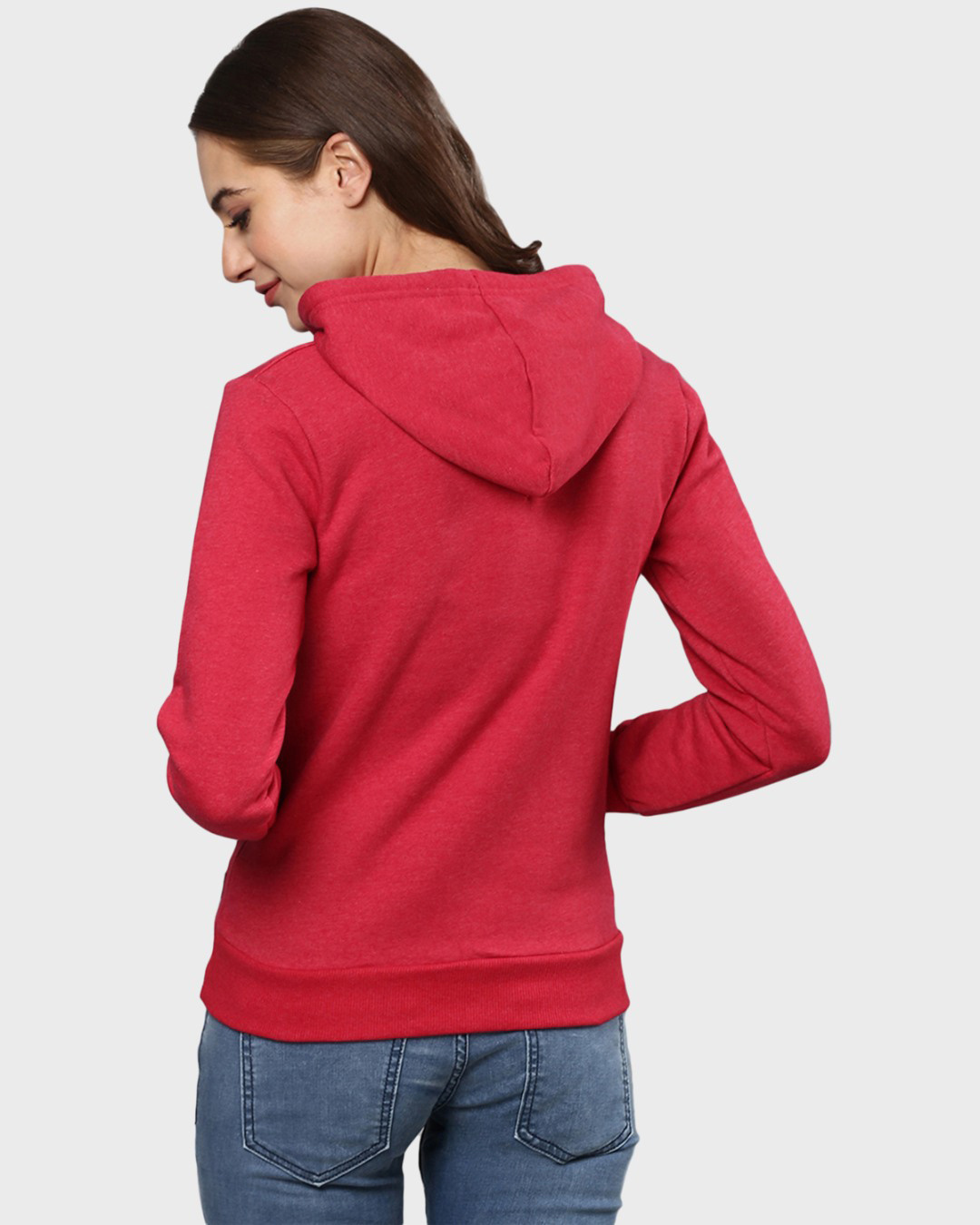 Shop Women's Maroon Printed Stylish Casual Hooded Sweatshirt-Back
