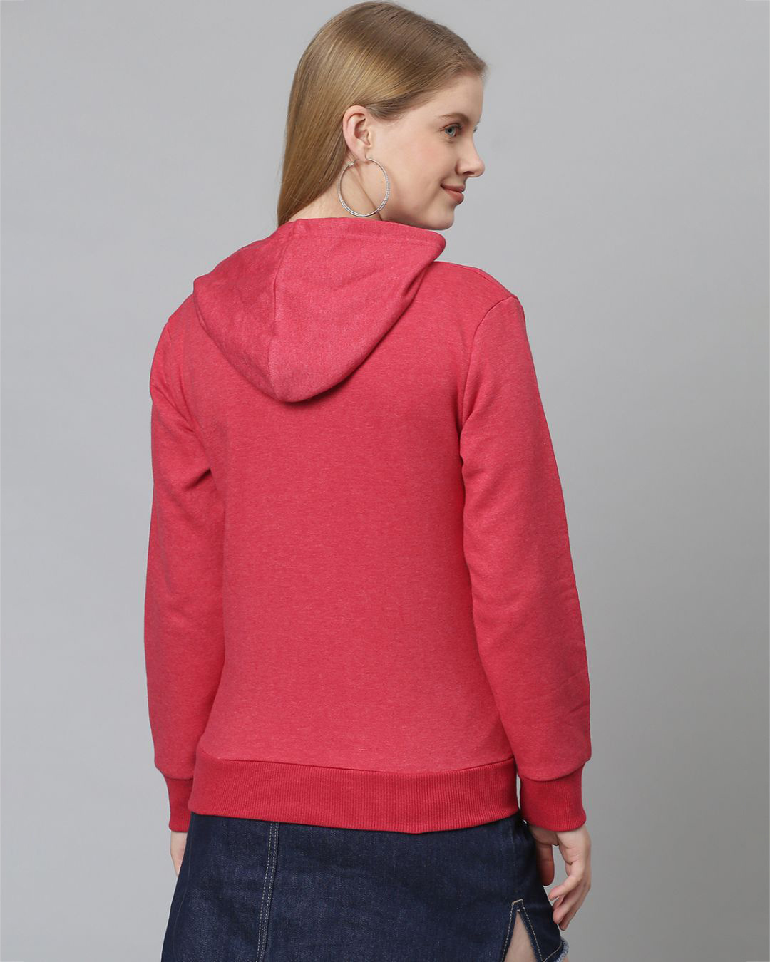Shop Women's Maroon Typography Stylish Casual Hooded Sweatshirt-Back