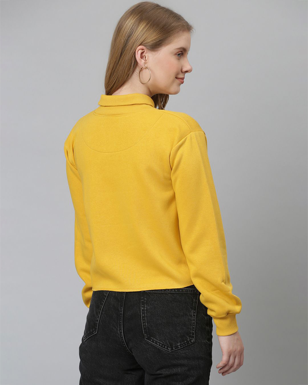 Shop Women's Yellow Printed Stylish Casual Sweatshirt-Back
