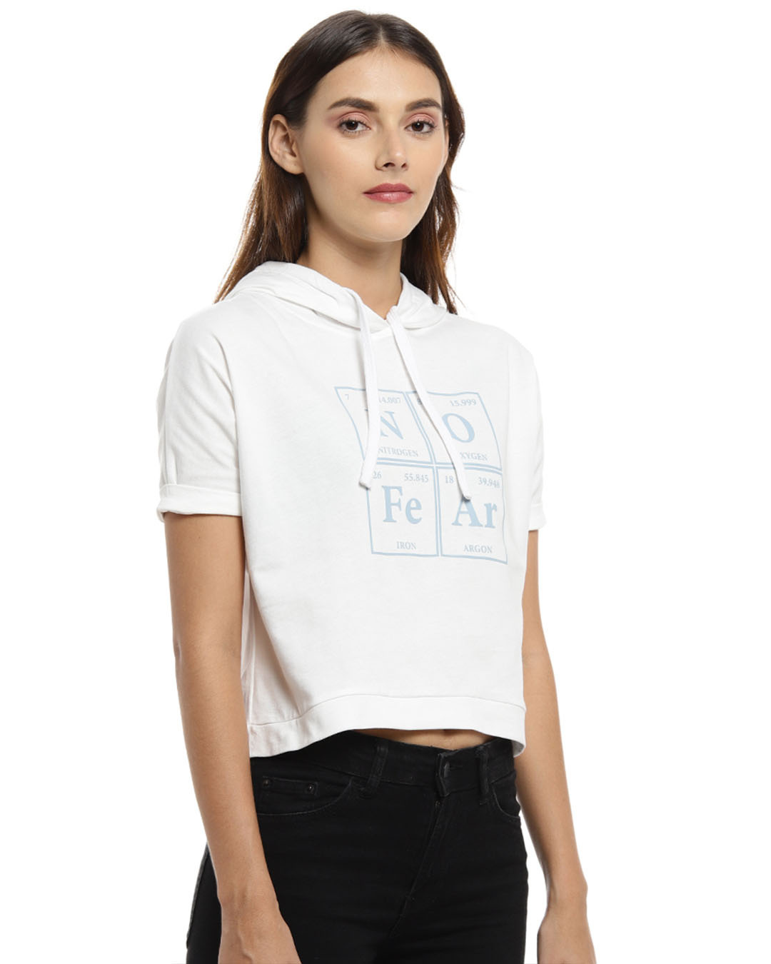 Shop Women Printed Stylish White Casual Crop Top-Back