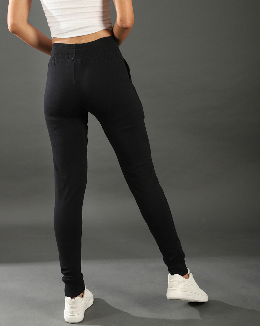 Shop Women's Black Printed Relaxed Fit Track Pants-Back