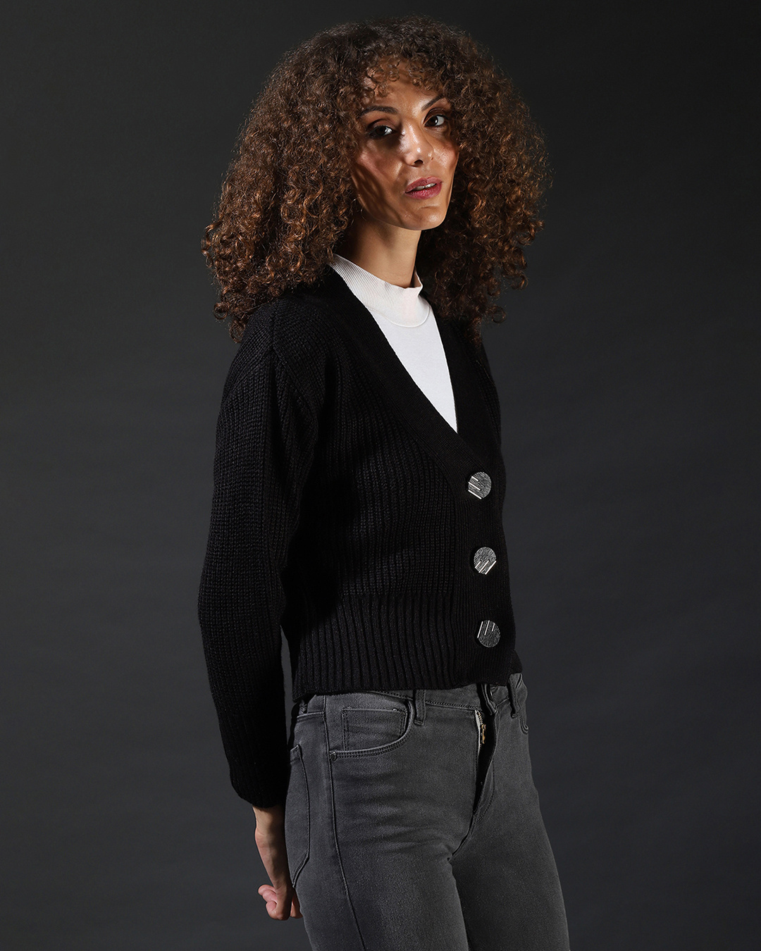Shop Women's Black Regular Fit Sweater-Back