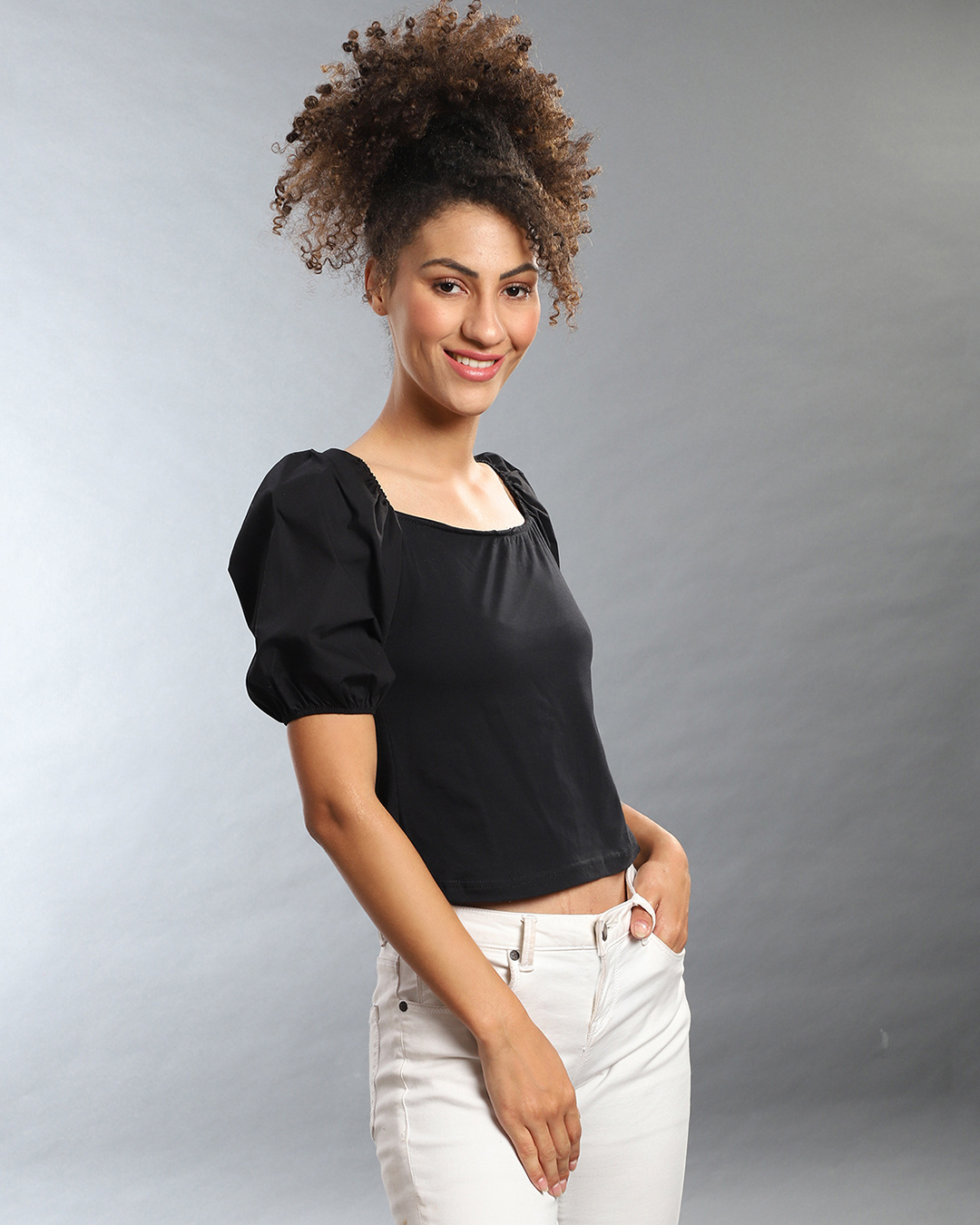 Shop Women's Black Regular Fit Top-Back