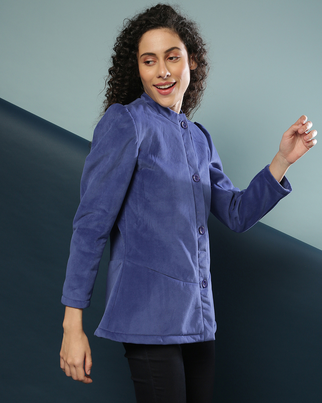 Shop Women's Blue Regular Fit Blazer-Back