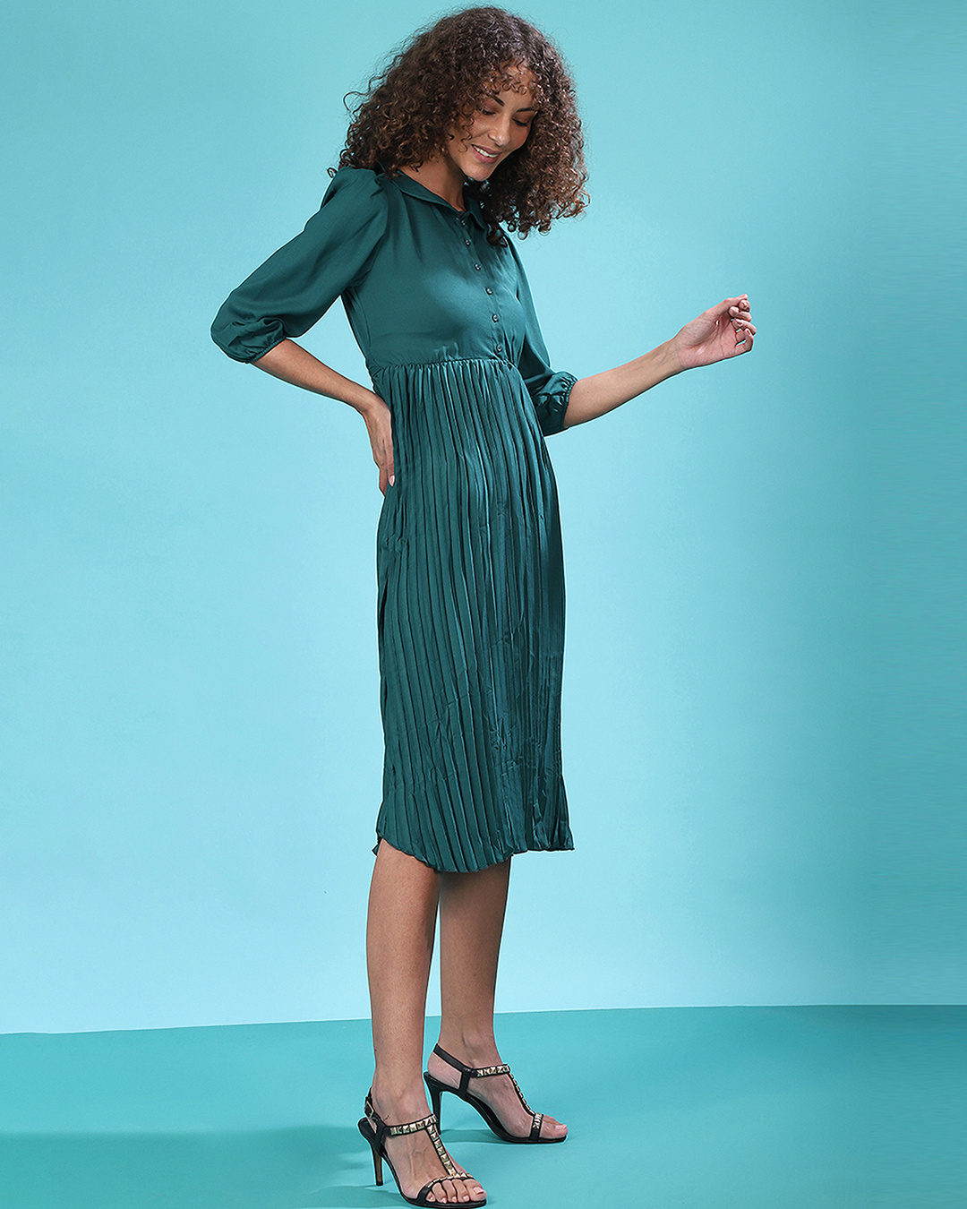 Shop Women's Green Regular Fit Dress-Back