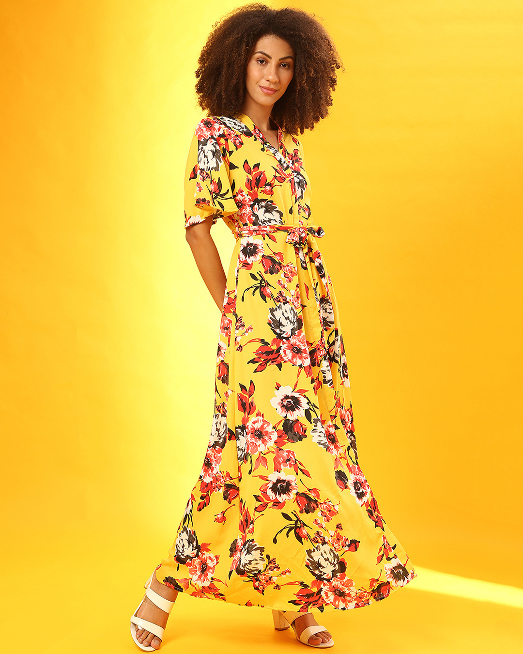 Shop Women's Multicolor Floral Print Regular Fit Dress-Back