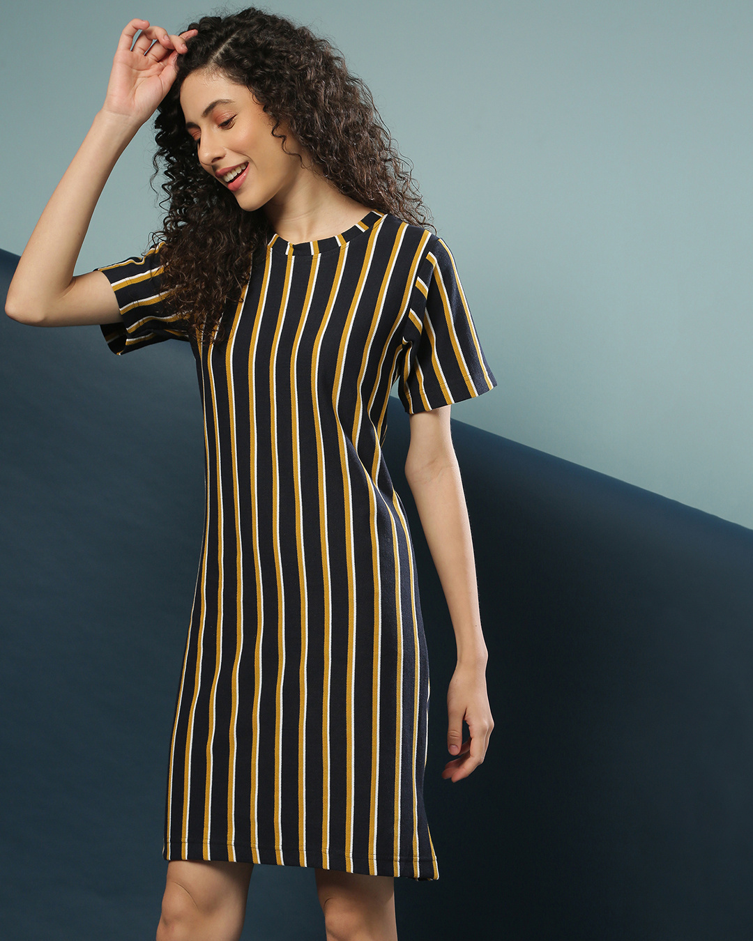 Shop Women's Multicolor Stripe Regular Fit Dress-Back