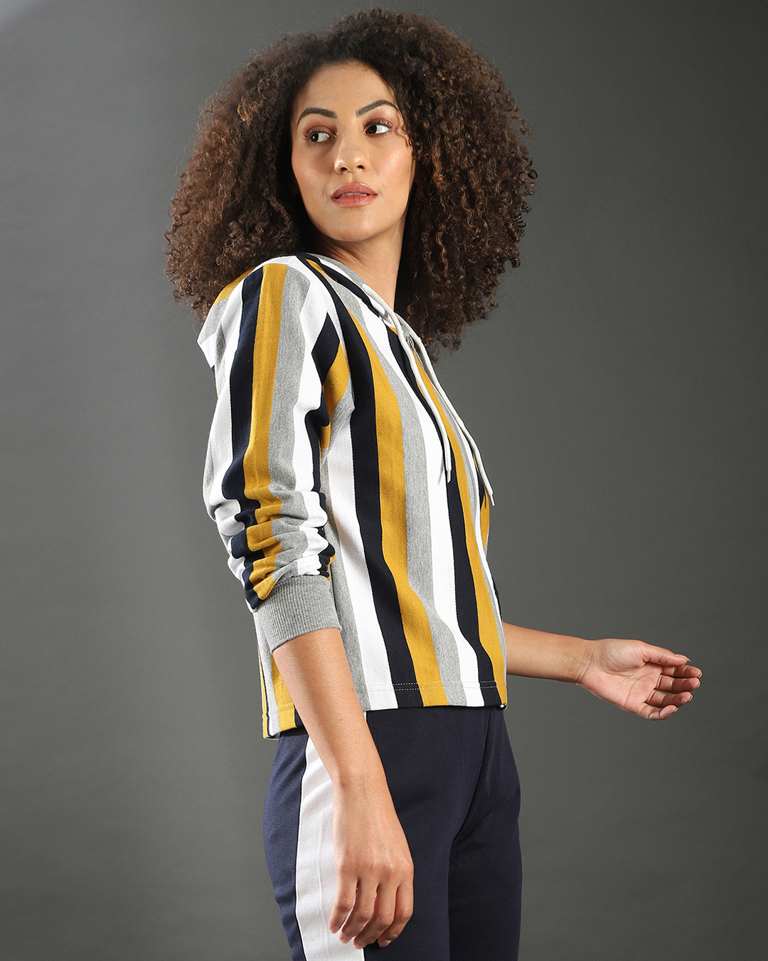 Shop Women's Multicolor Stripe Regular Fit Sweatshirt-Back
