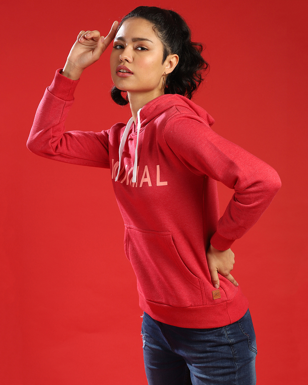 Shop Women's Red Printed Regular Fit Sweatshirt-Back