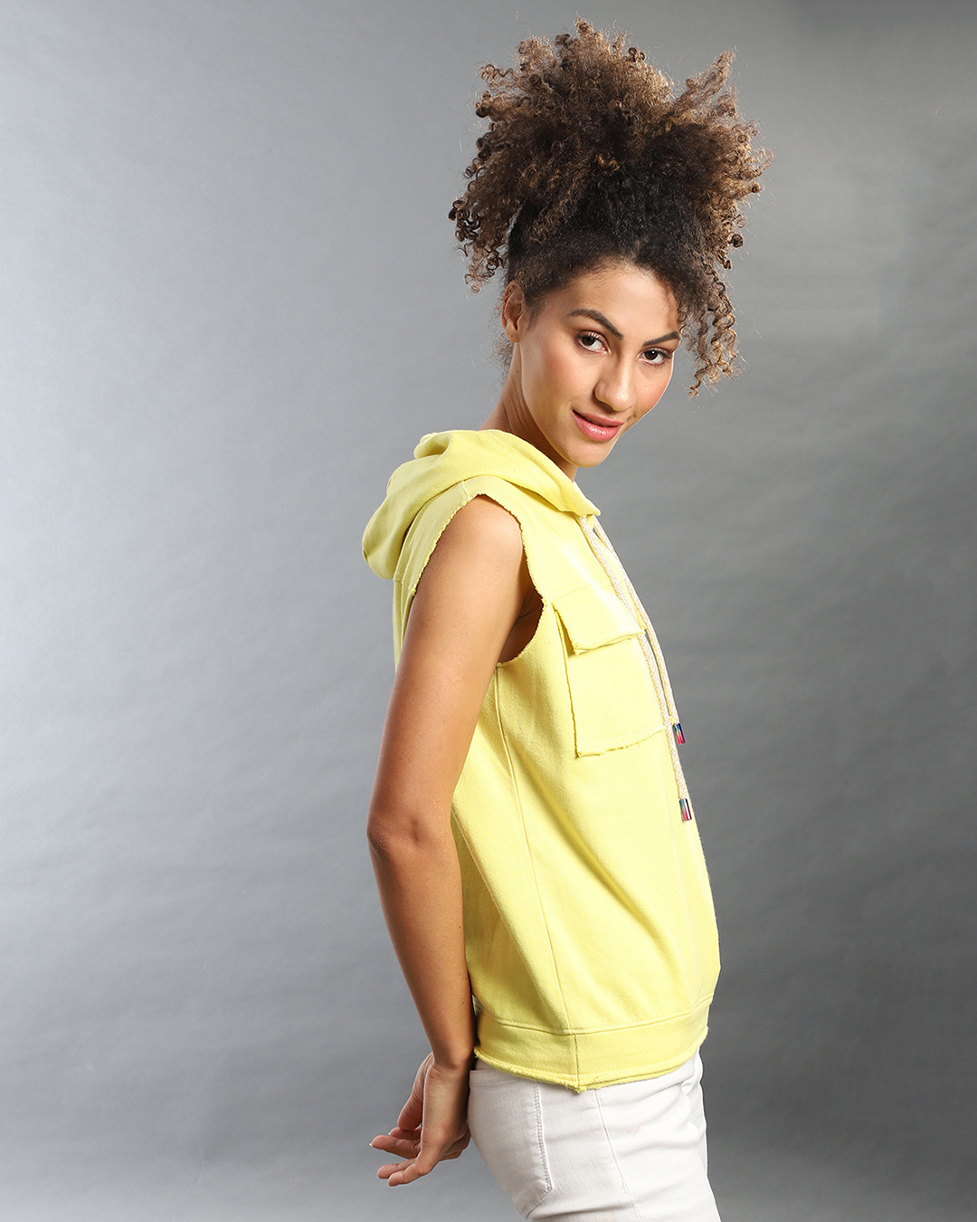 Shop Women's Yellow Regular Fit Sweatshirt-Back