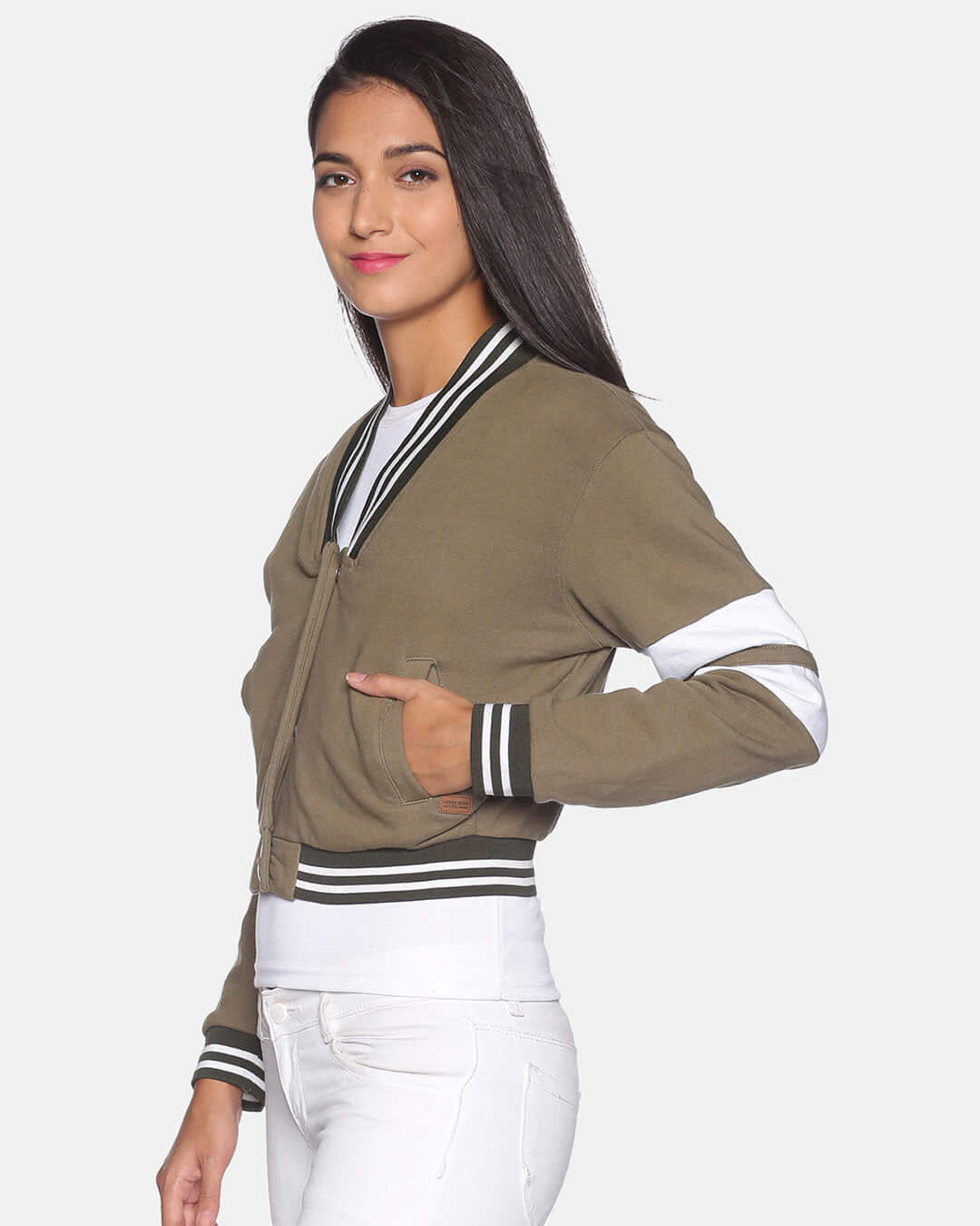 Shop Women's Self Design Grey Stylish Casual Sweatshirt-Back