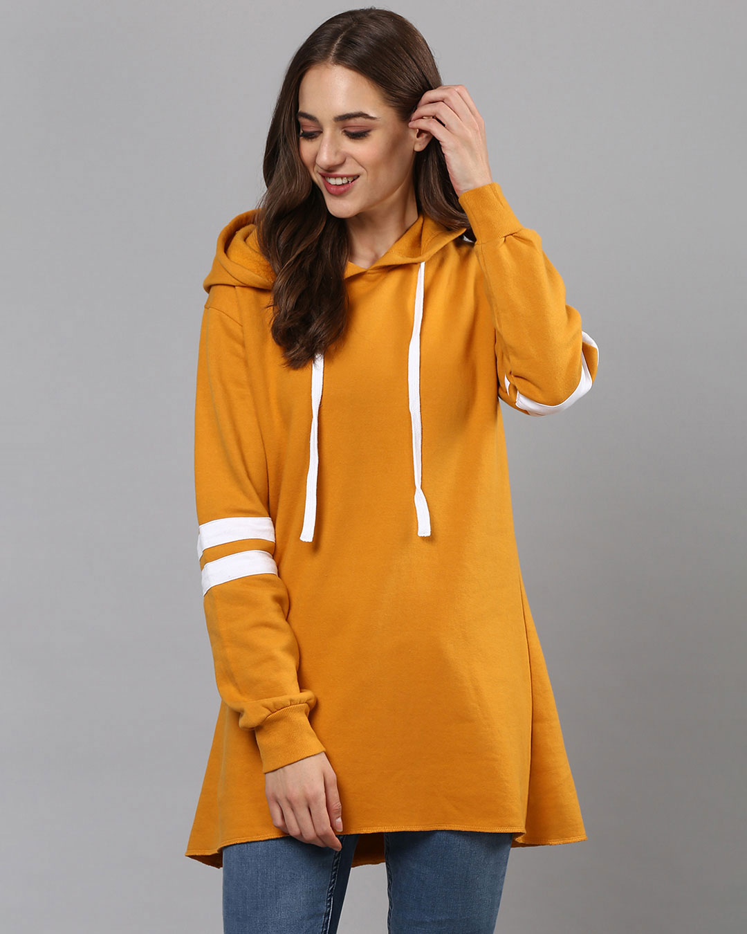 Buy Women S Yellow Solid Stylish A Line Casual Winter Sweatshirt For Women Yellow Online At Bewakoof