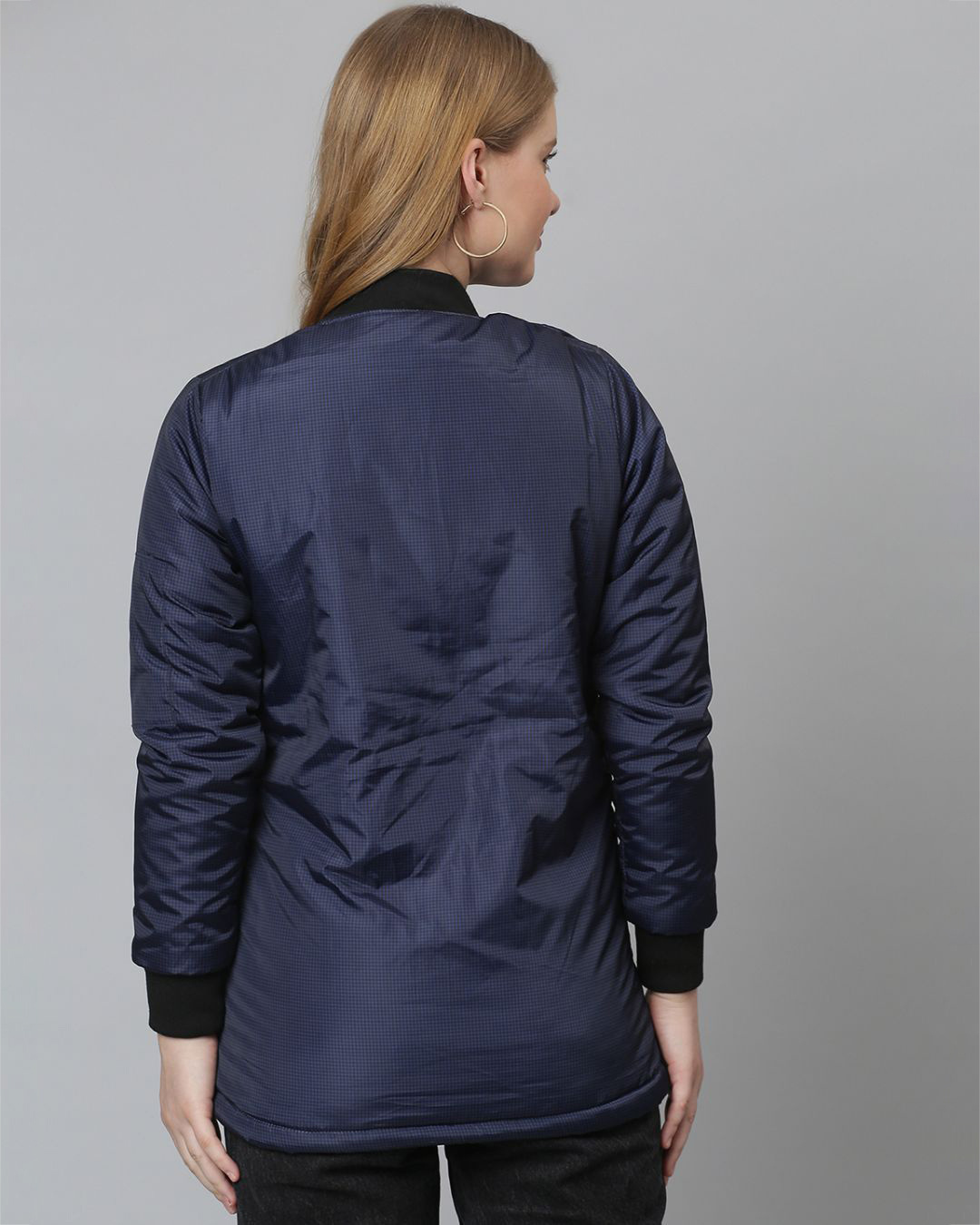 Shop Women's Blue Stylish Casual Bomber Jacket-Back