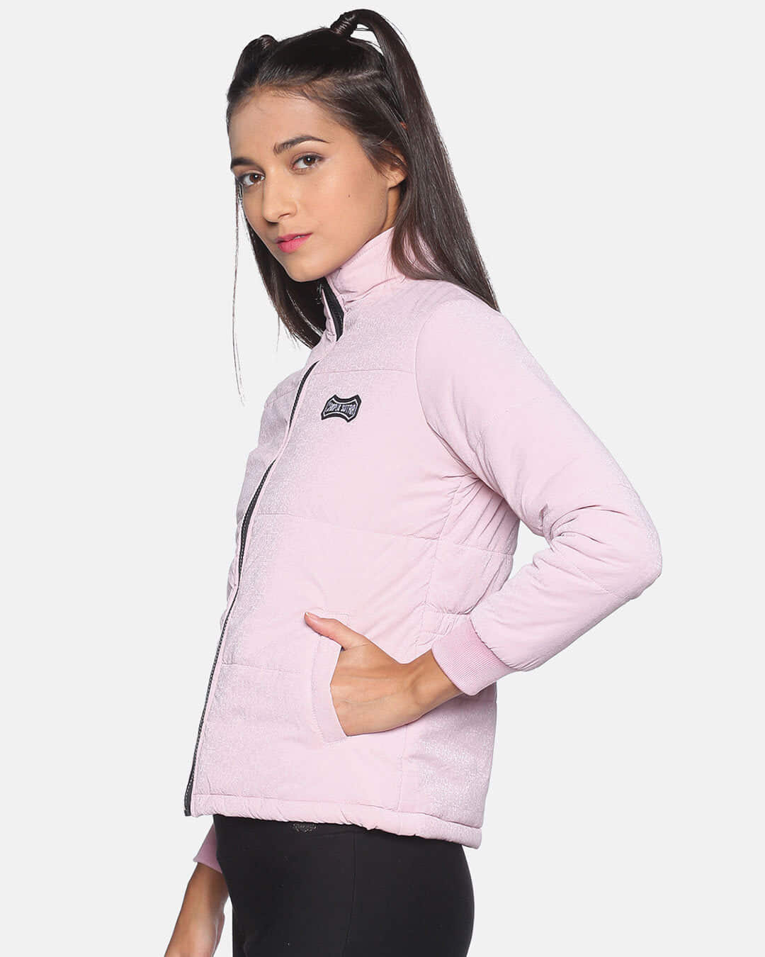 Shop Women's Solid Stylish Casual Bomber Jacket-Back