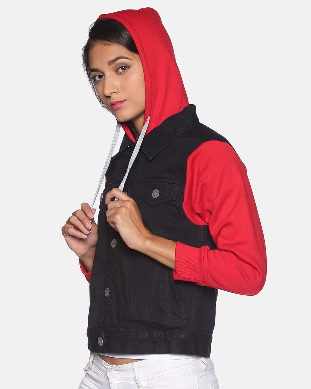Shop Women's Solid Stylish Casual Denim Jacket-Back