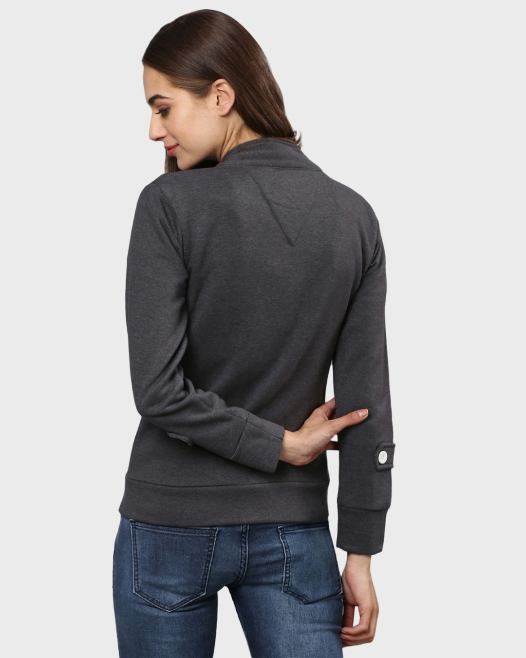 Shop Women's Grey Stylish Casual Jacket-Back