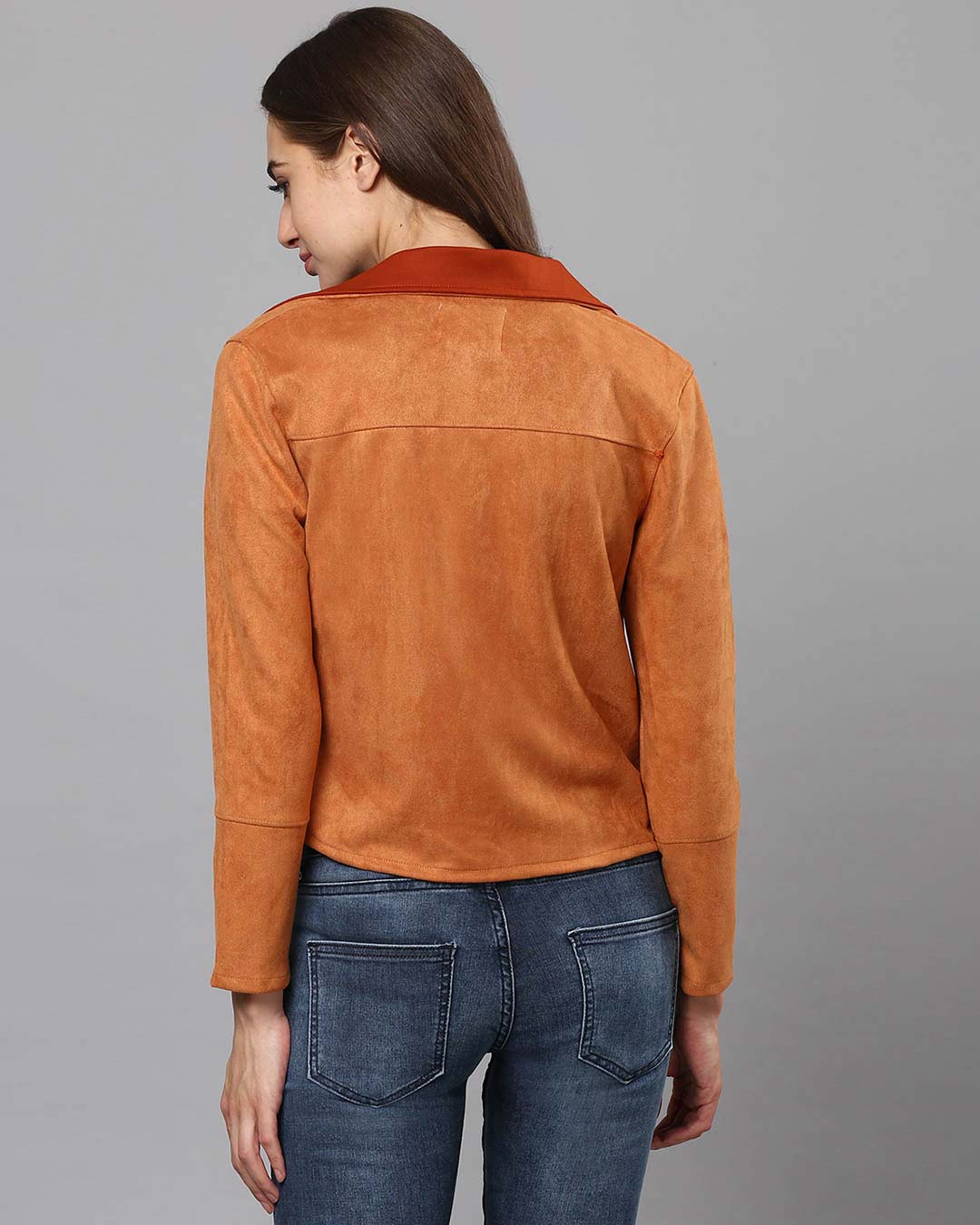 Shop Women's Brown Solid Stylish Casual Jacket-Back