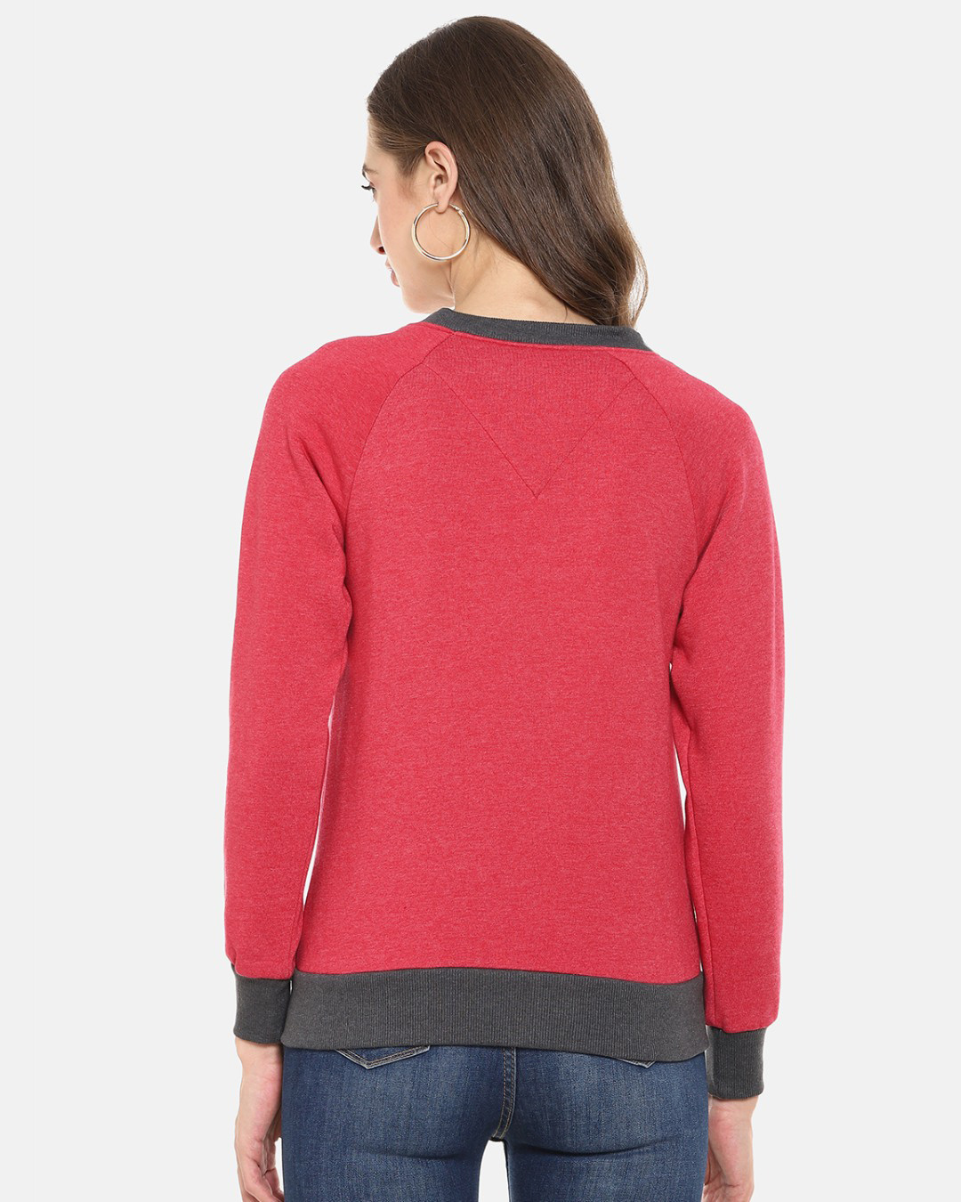 Shop Women's Maroon Solid Stylish Casual Sweatshirt-Back