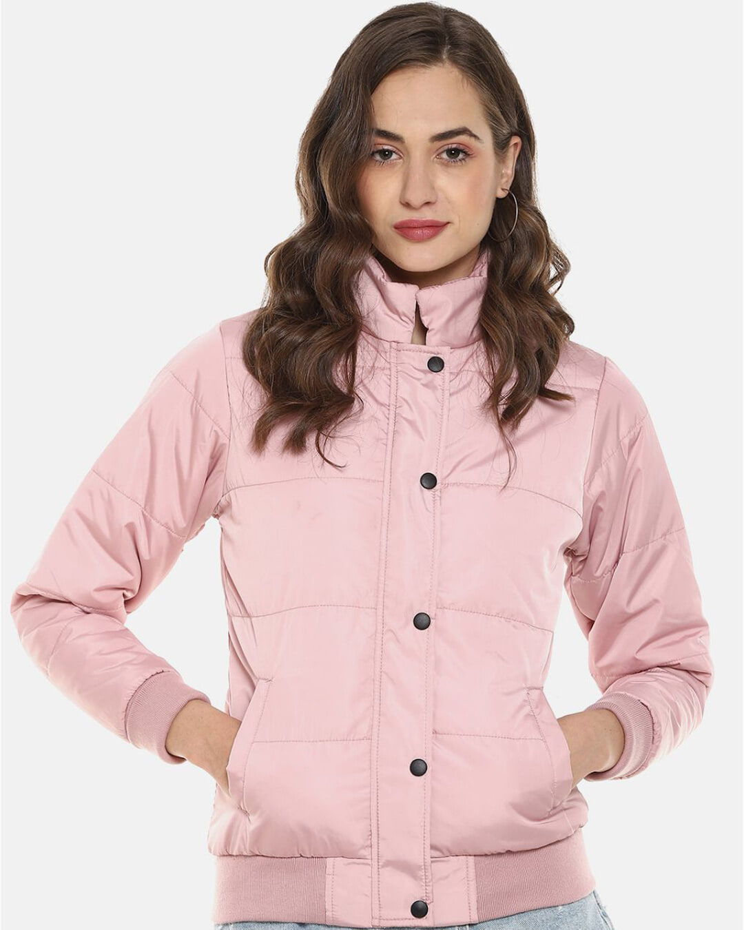 Buy Women's Pink Windcheater Bomber Jacket Online at Bewakoof