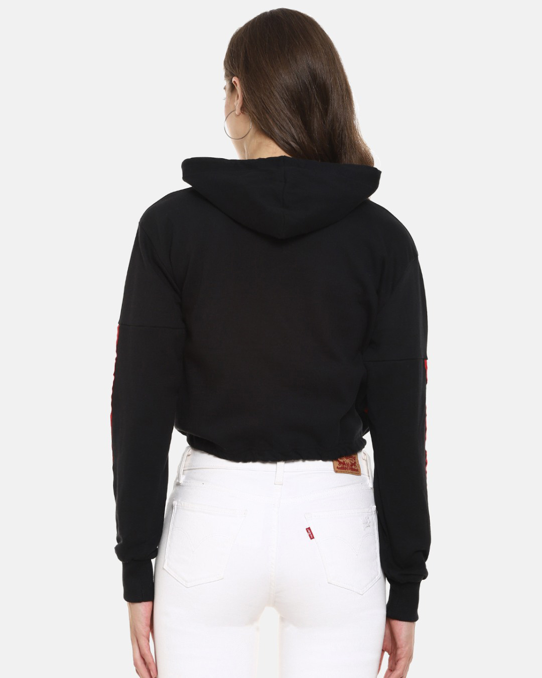 Shop Women's Black Striped Stylish Casual Sweatshirt-Back