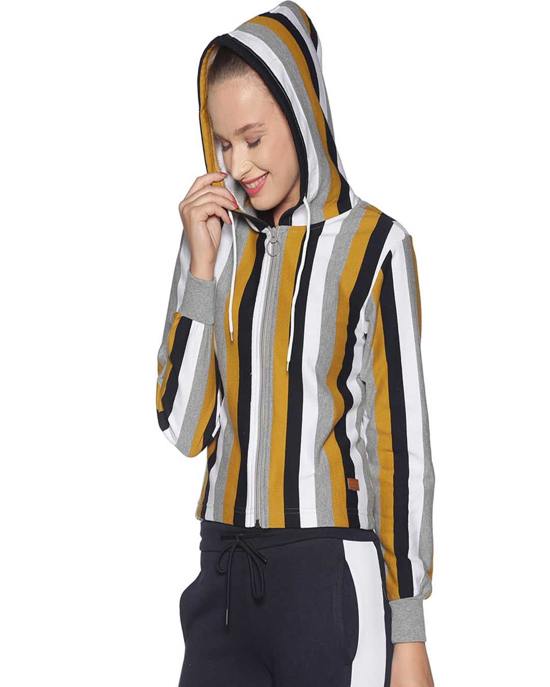 Shop Women Striped Stylish Casual Sweatshirts-Back