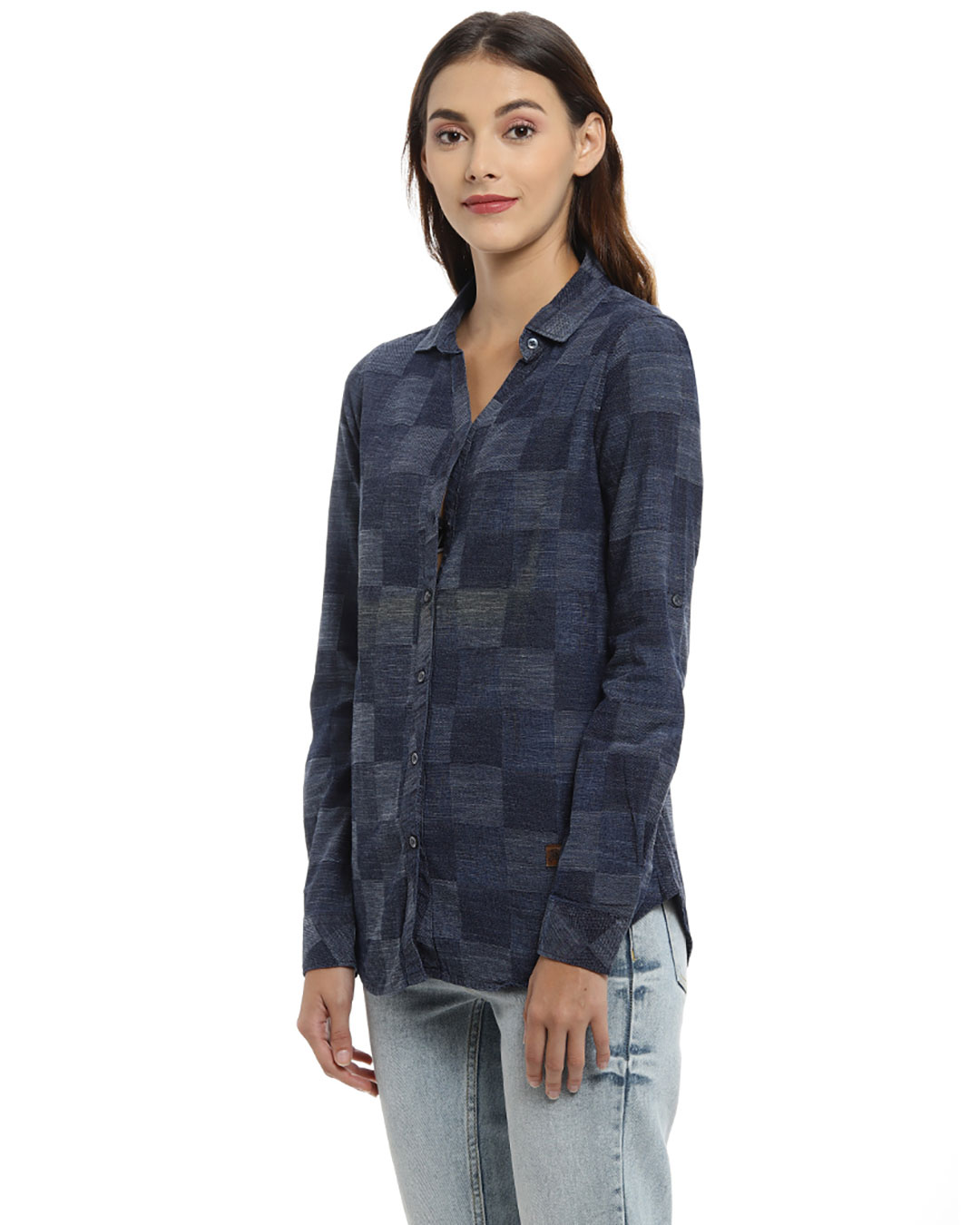 Shop Women Stylish Checkered Casual Shirts-Back