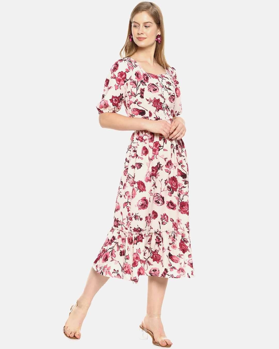 Shop Women Stylish Floral Design Casual Dress-Back