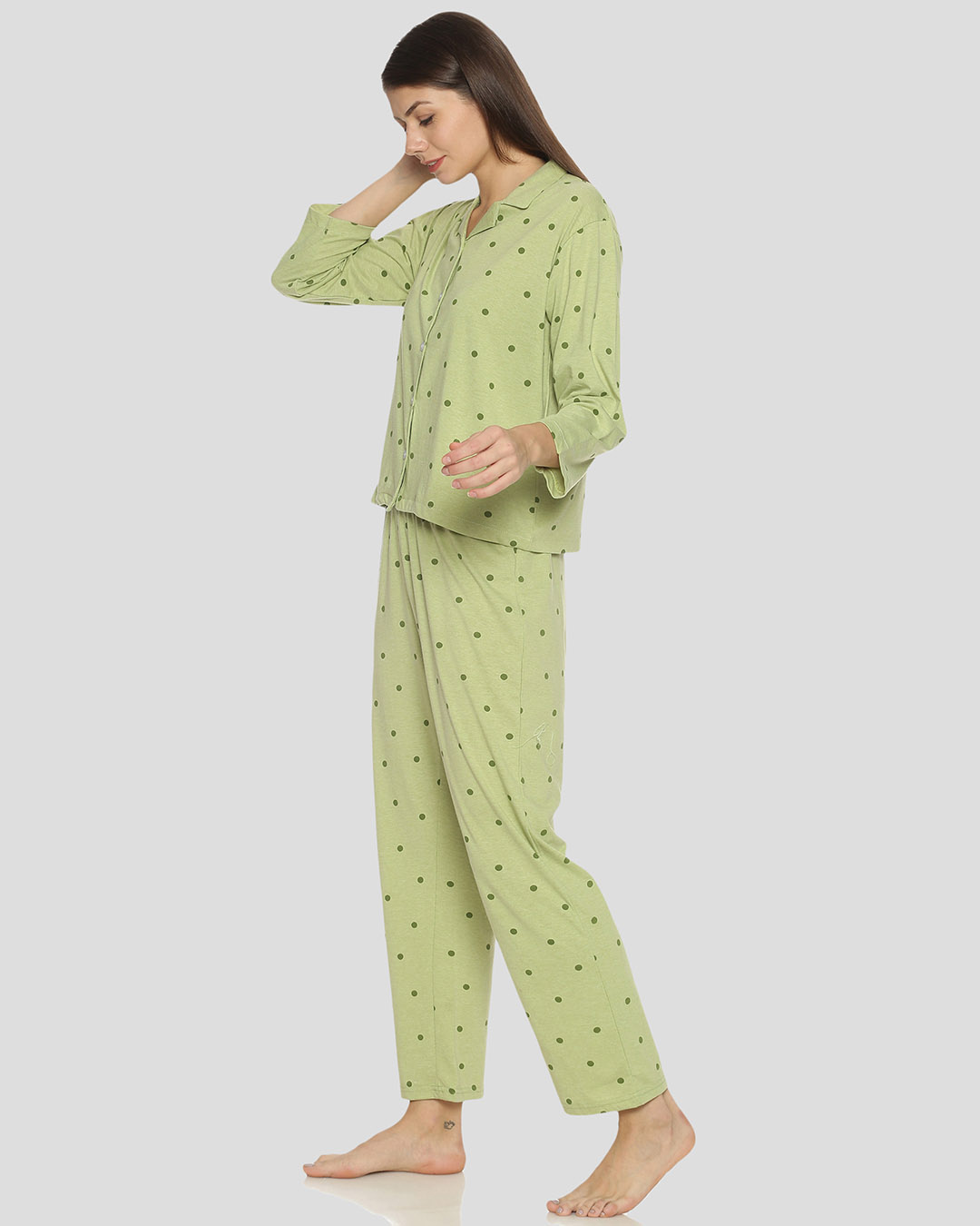 Shop Women's Light Green Printed Stylish Night Suit-Back
