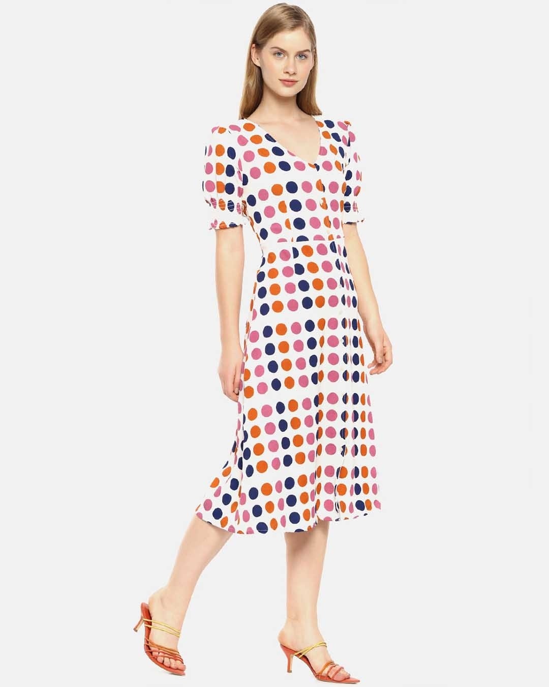 Shop Women Stylish Polka Dots Design Casual Dress-Back