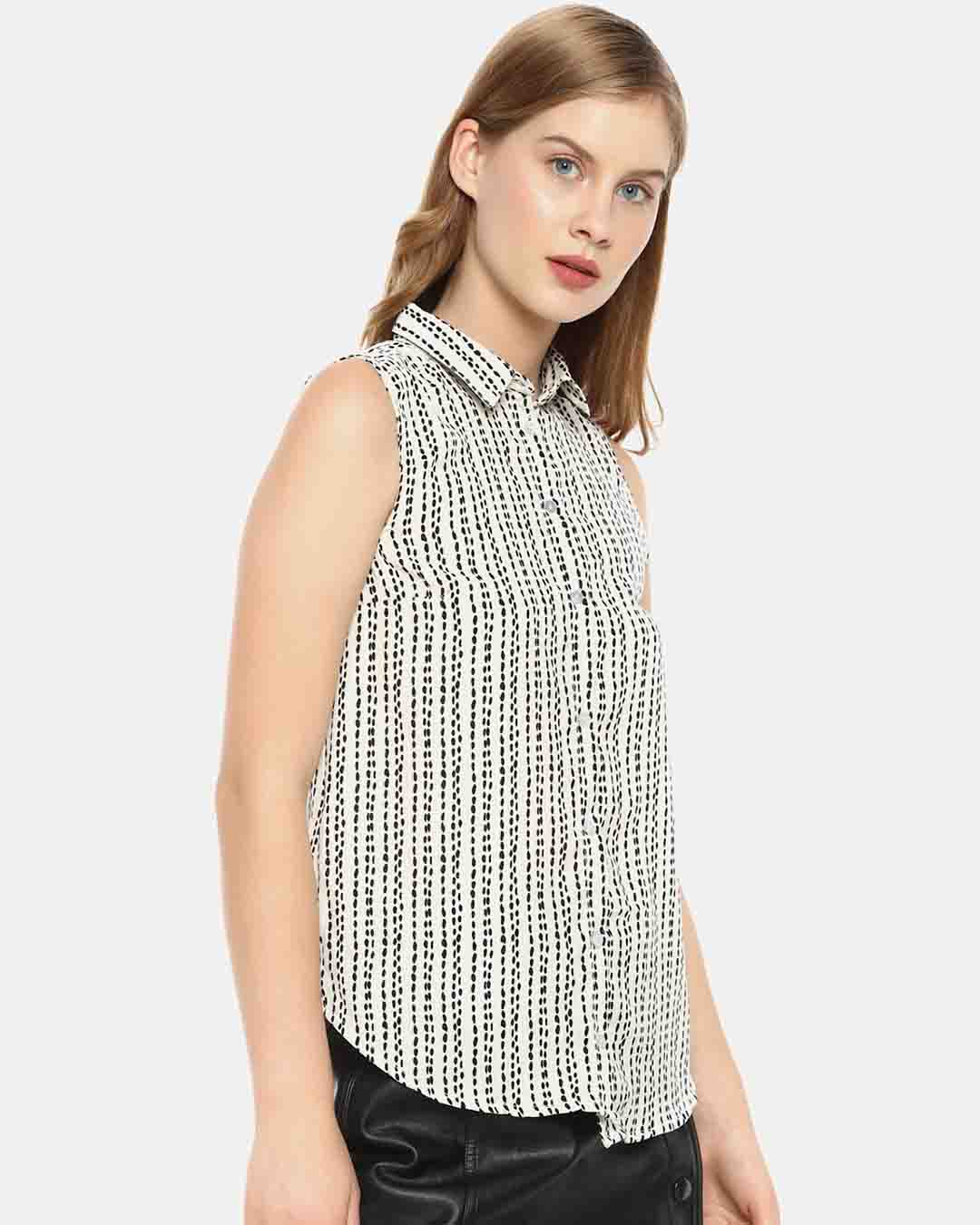 Shop Women Stylish Polka Dots Design Sleeveless Casual Top-Back