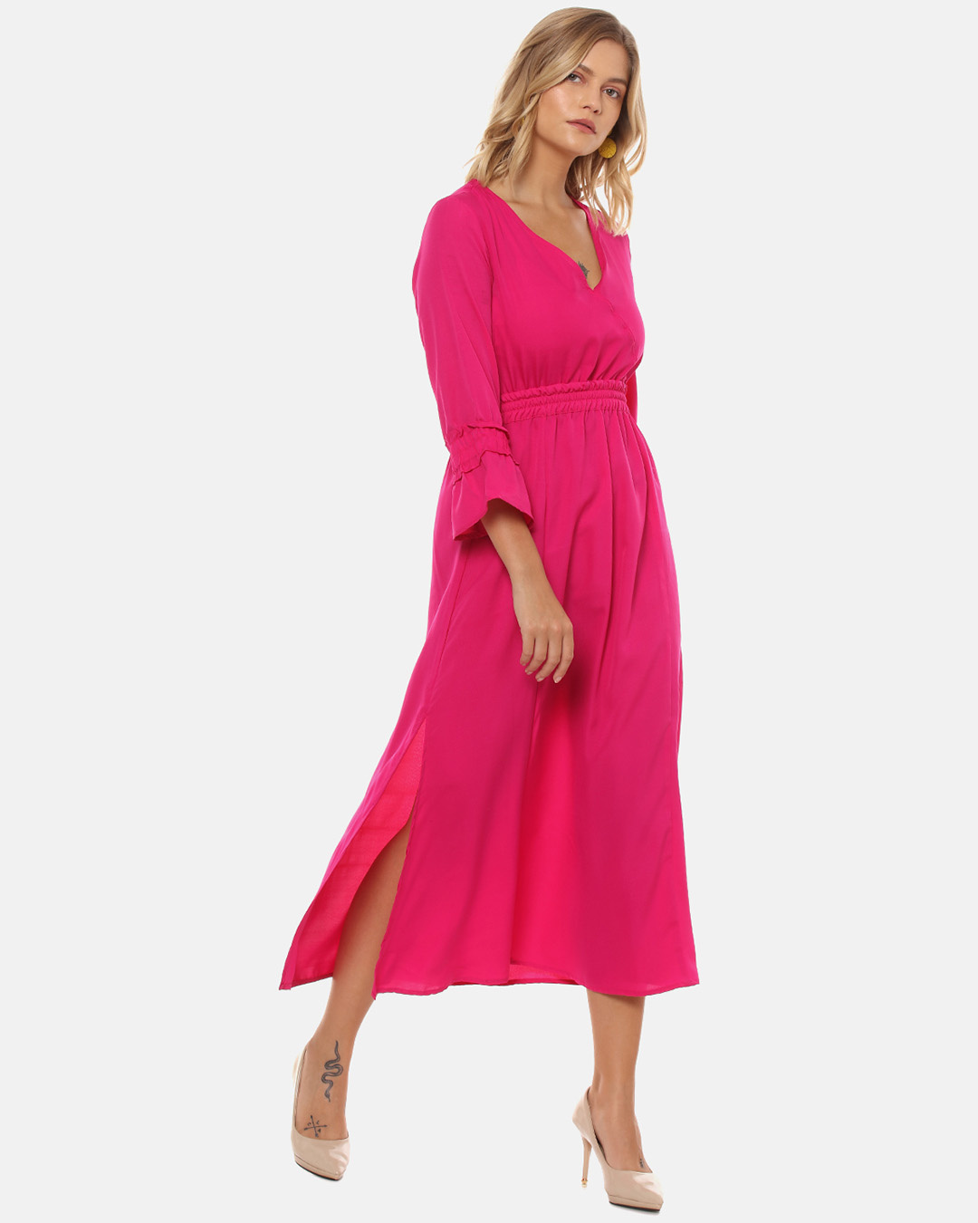 Shop Women's Stylish Solid Casual Dress-Back