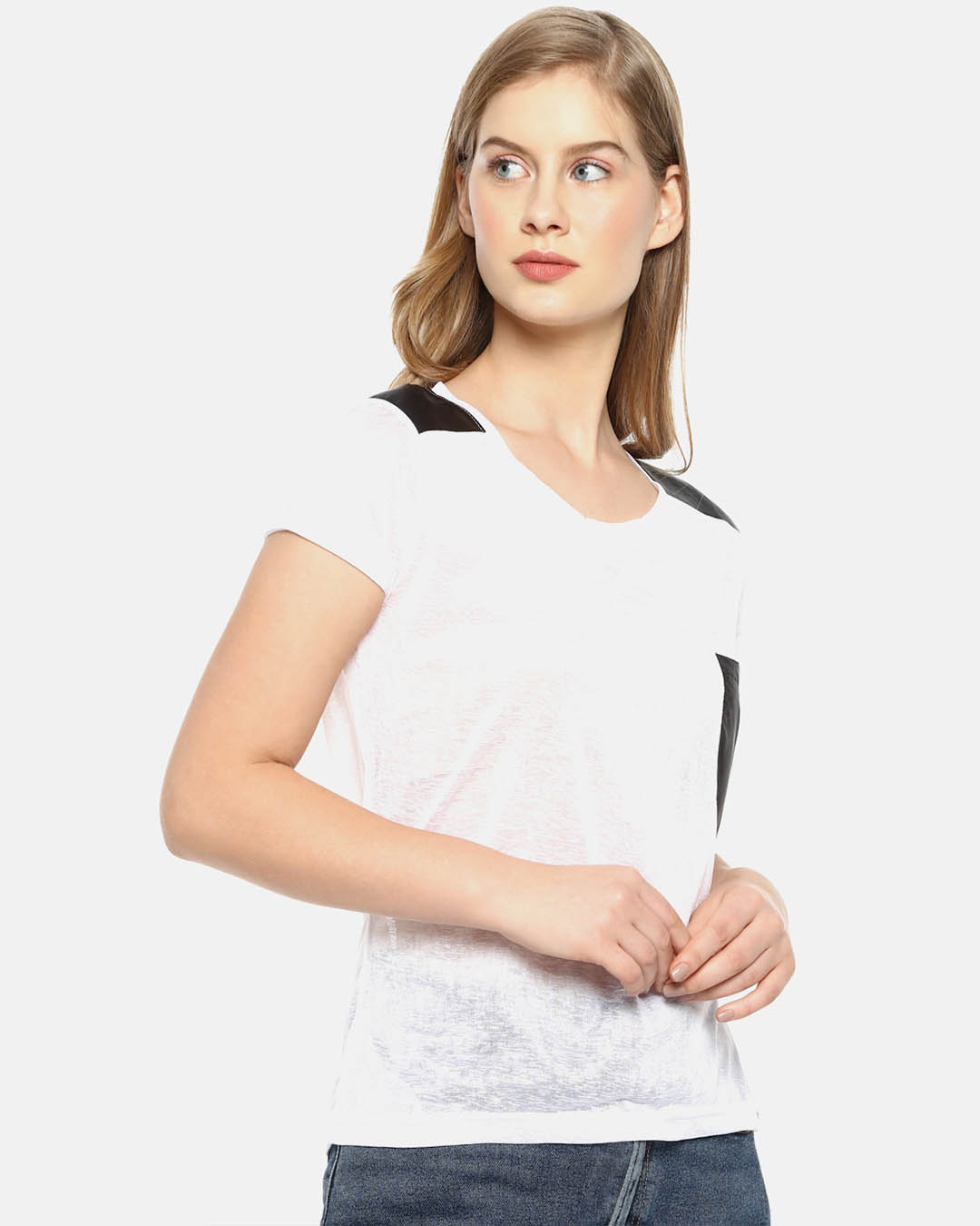 Shop Women Stylish Solid Half Sleeve Casual Tops-Back