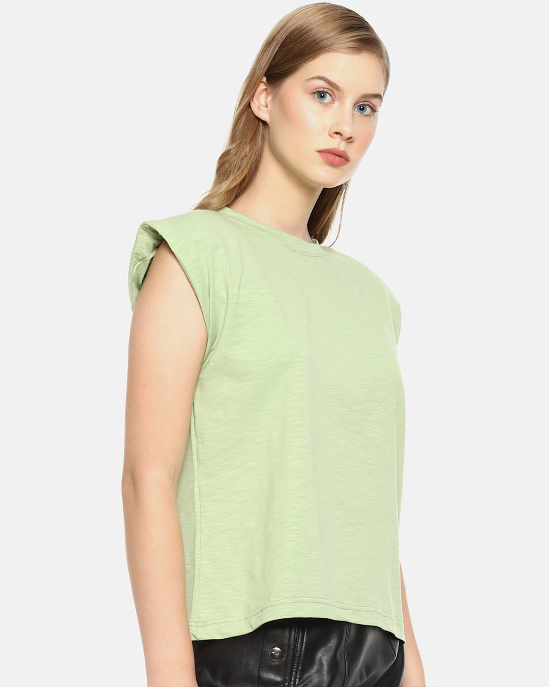 Shop Women Stylish Solid Sleeveless Casual Top-Back