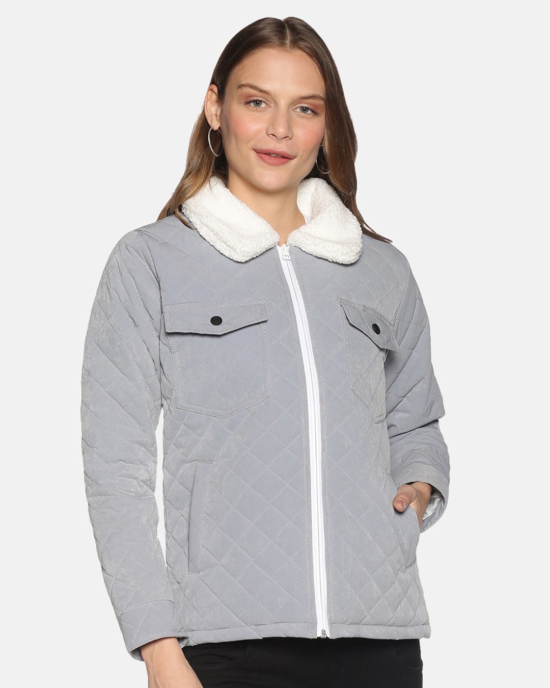 Shop Women's Stylish Solid Winter Casual Jackets-Back
