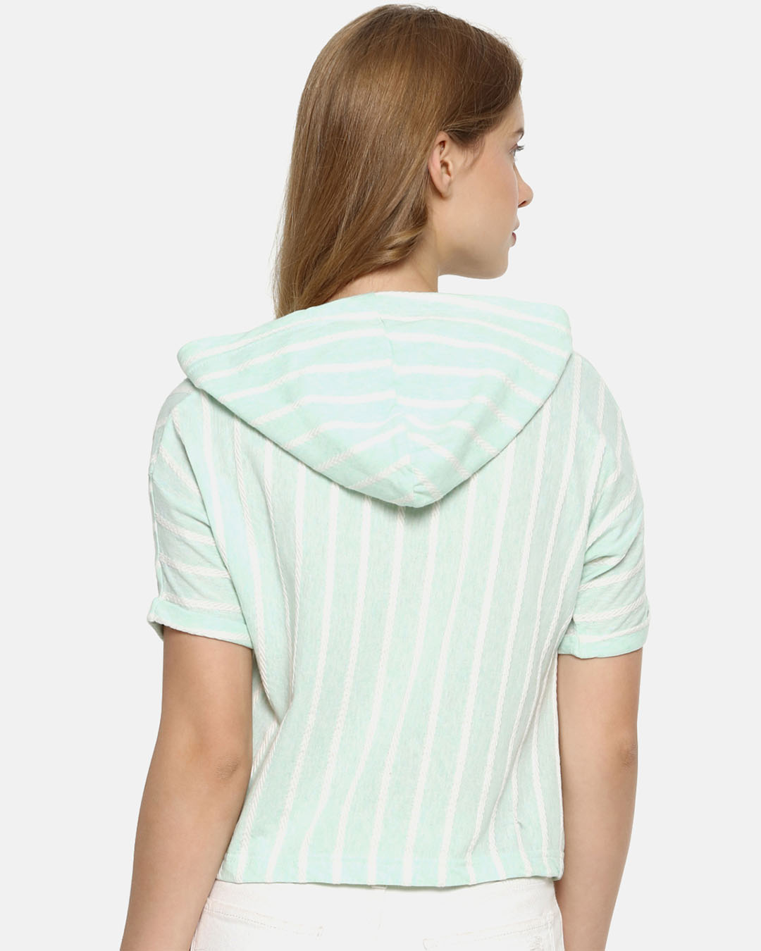 Shop Women Stylish Striped Half Sleeve Casual Top-Back